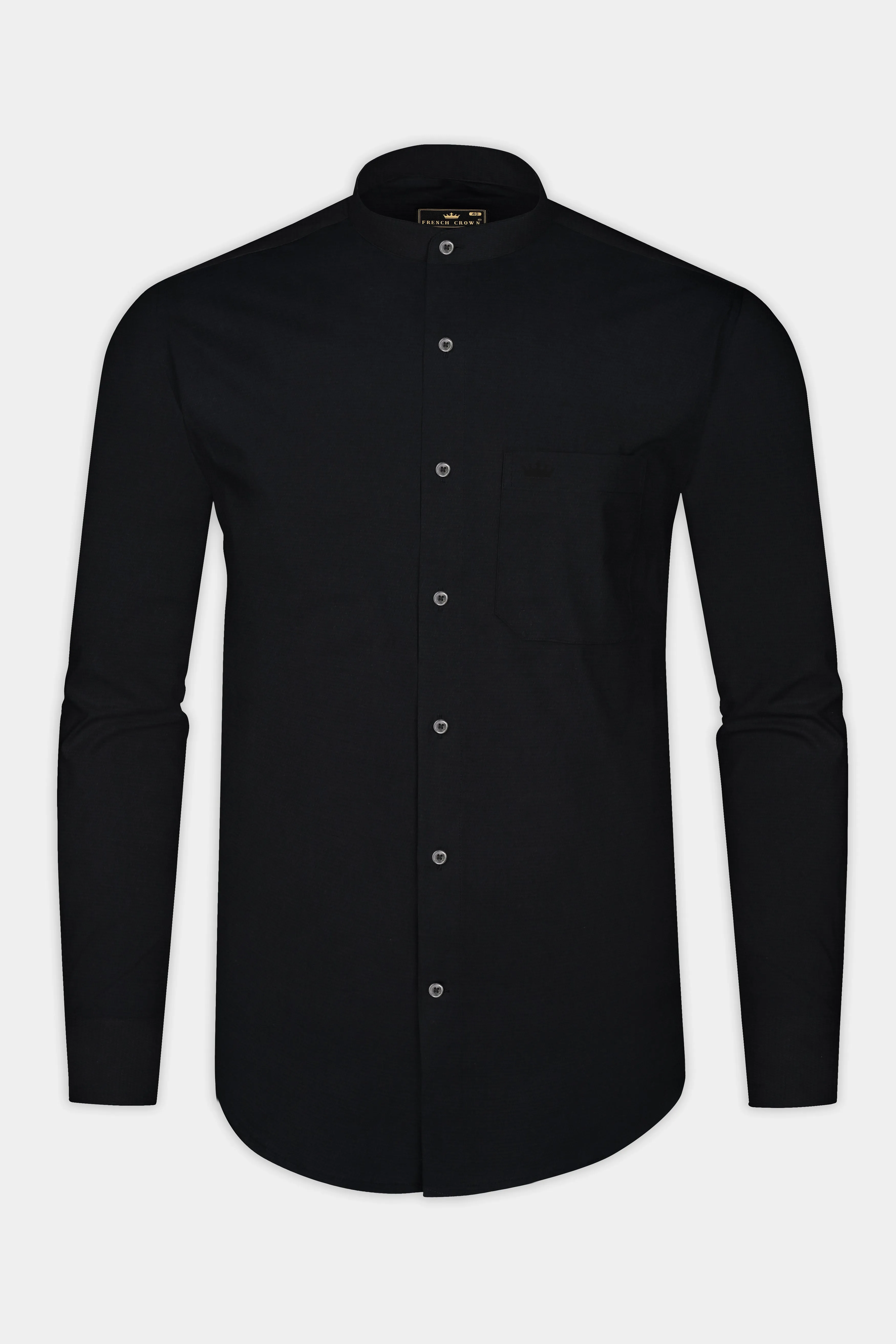 Jade Black Dobby Textured Premium Cotton Shirt sold by French Crown product image thumbnail 4