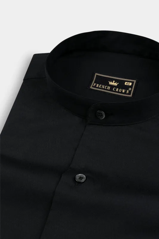 Jade Black Dobby Textured Premium Cotton Shirt sold by French Crown