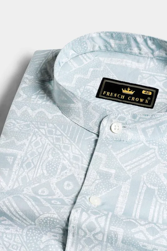 Geyser Gray and White Dobby Textured Premium Giza Cotton Shirt sold by French Crown