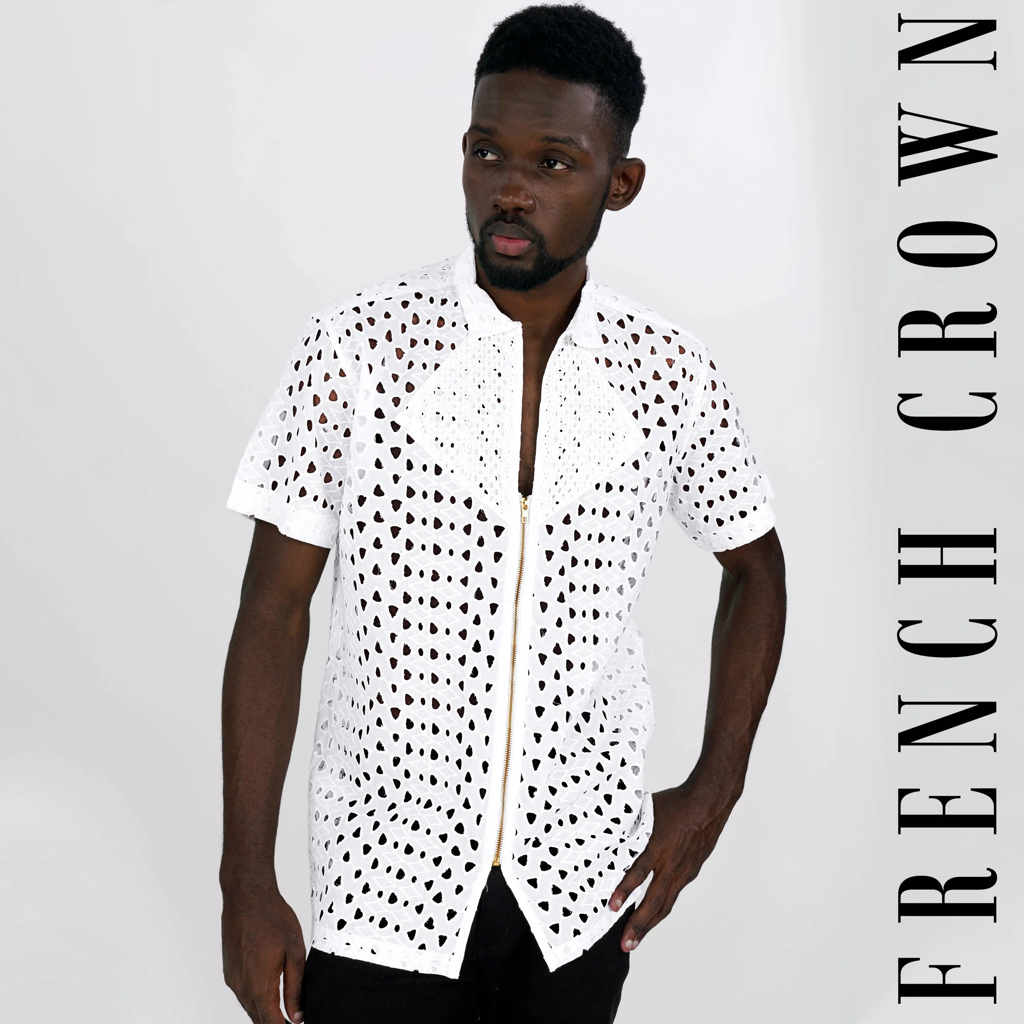 Bright White Premium Cotton Designer Shirt sold by French Crown