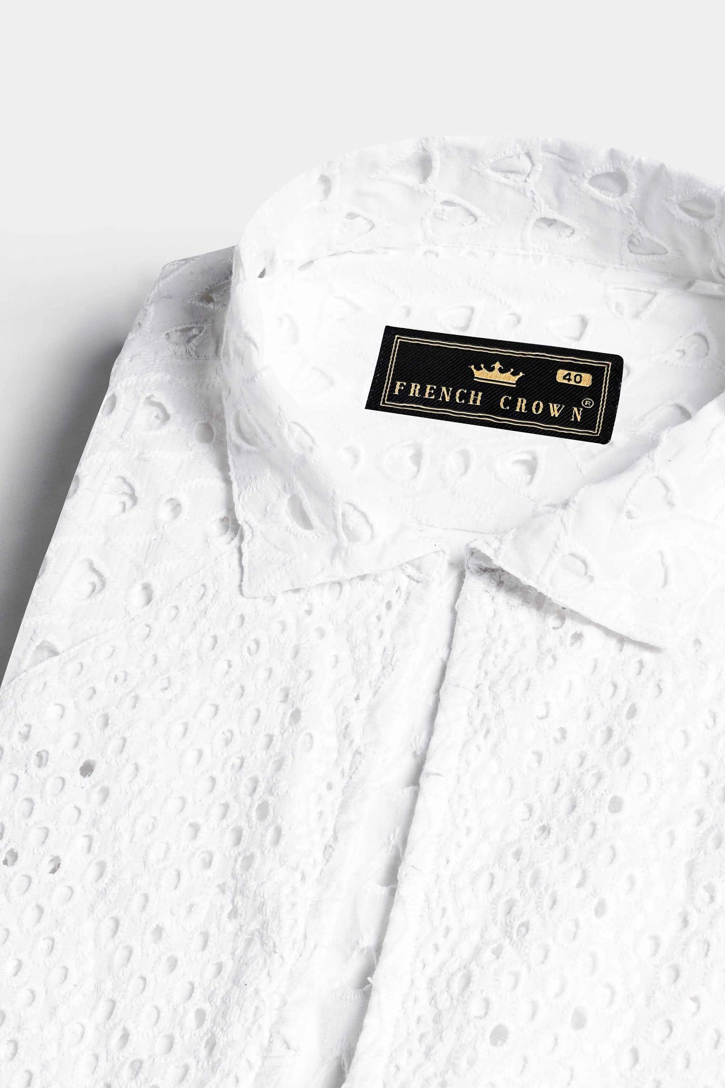 Bright White Premium Cotton Designer Shirt sold by French Crown product image thumbnail 4