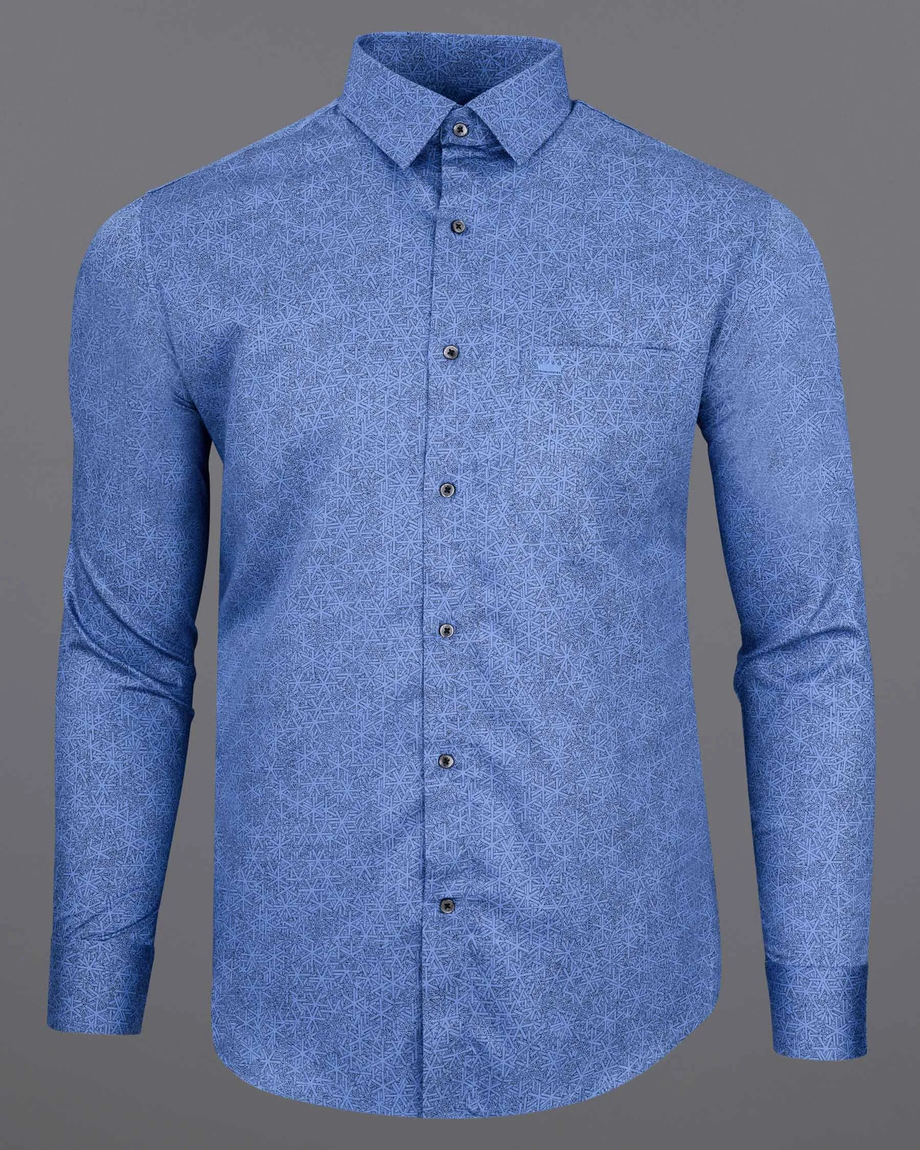 Danube Blue Printed Super Soft Premium Cotton Kurta Shirt sold by French Crown product image thumbnail 5