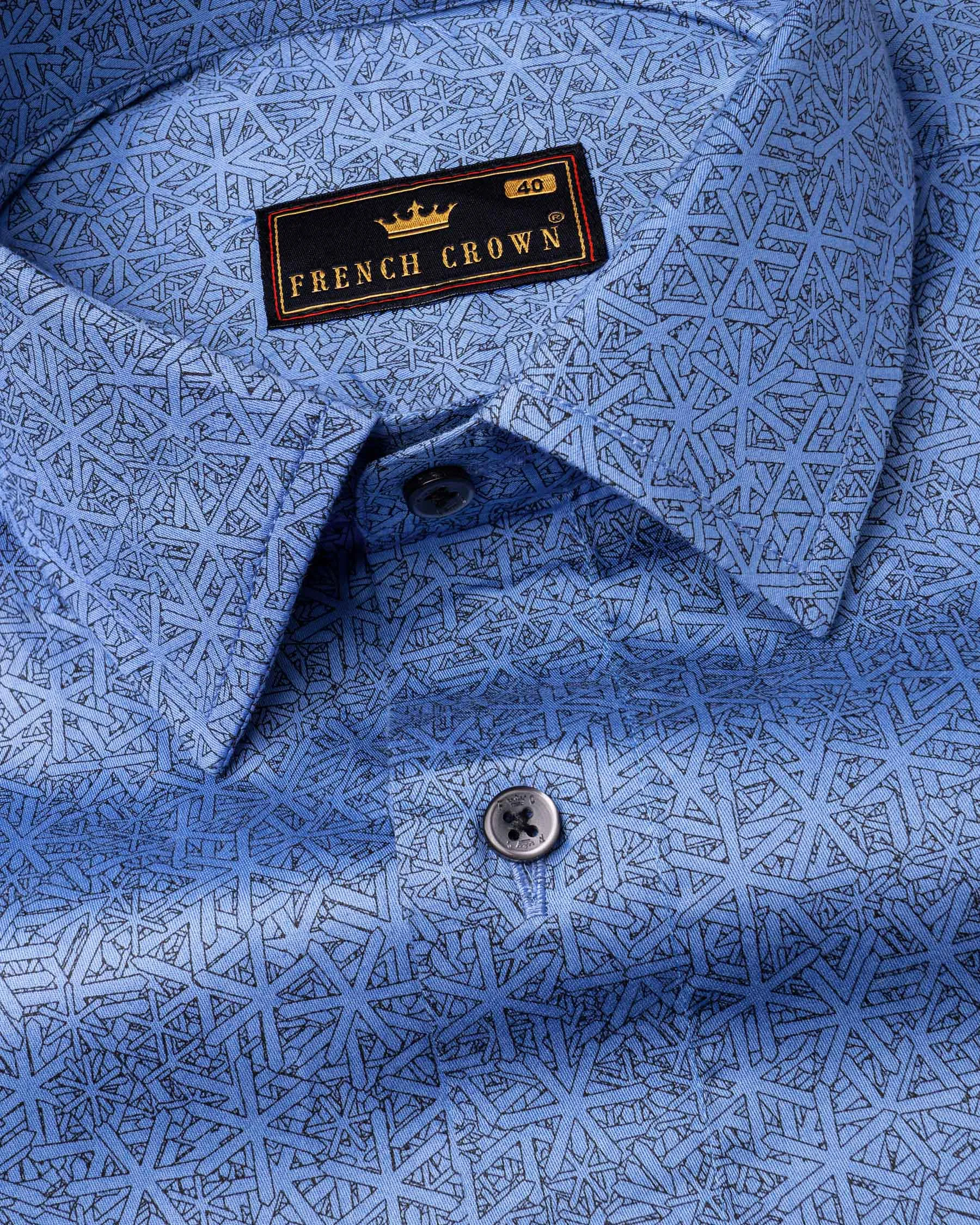 Danube Blue Printed Super Soft Premium Cotton Kurta Shirt sold by French Crown