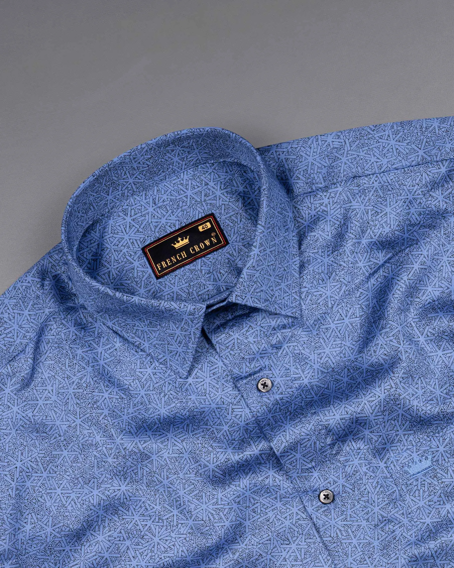 Danube Blue Printed Super Soft Premium Cotton Kurta Shirt sold by French Crown product image thumbnail 4