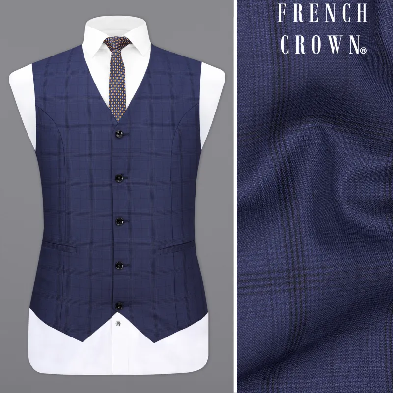 Tuna Blue Plaid Waistcoat sold by French Crown