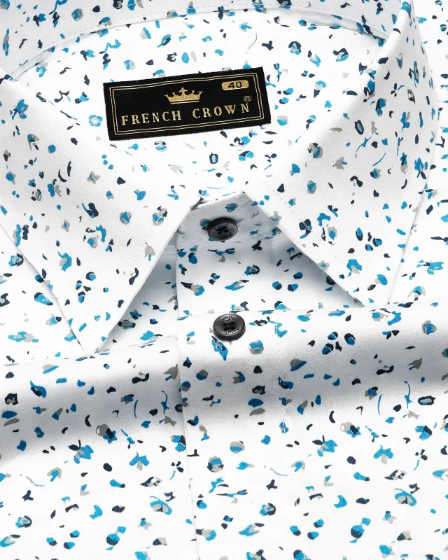 Bright White Printed Super Soft Premium Cotton Shirt sold by French Crown