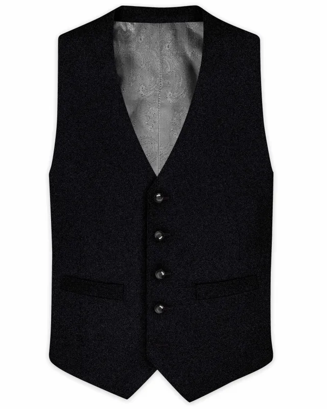 Jade Black Textured Waistcoat sold by French Crown