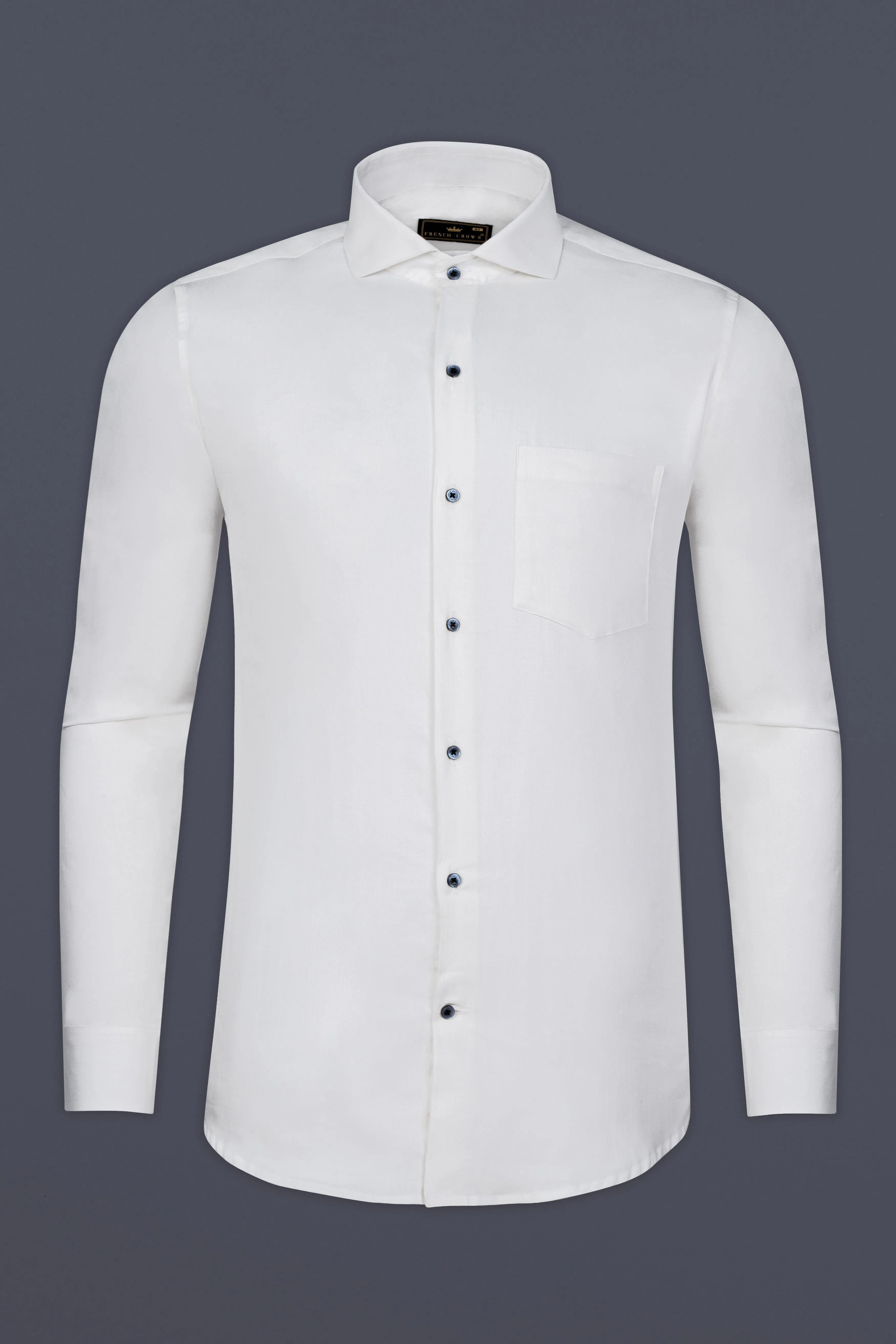 Bright White Dobby Textured Premium Giza Cotton Shirt sold by French Crown product image thumbnail 4