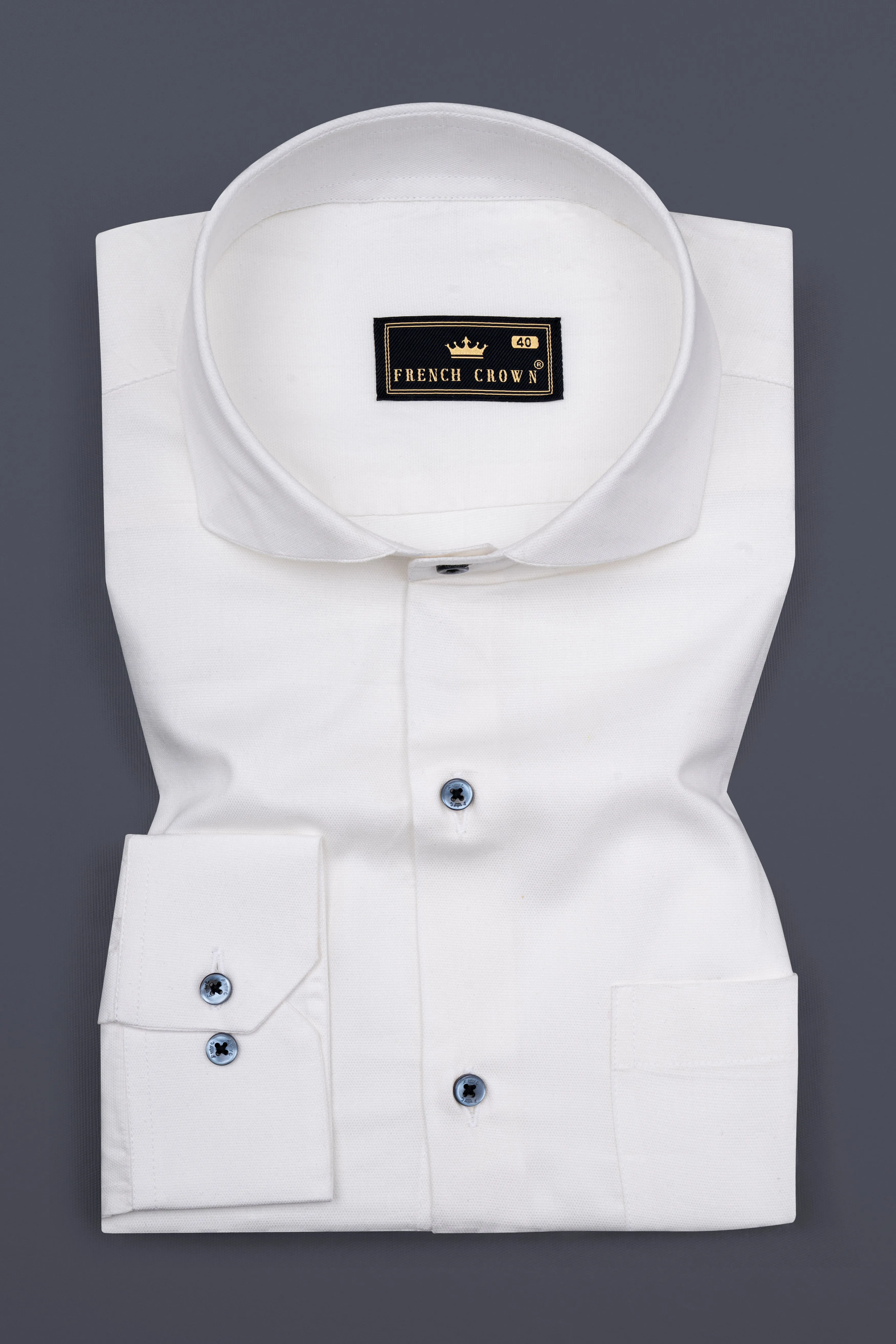 Bright White Dobby Textured Premium Giza Cotton Shirt sold by French Crown product image thumbnail 3