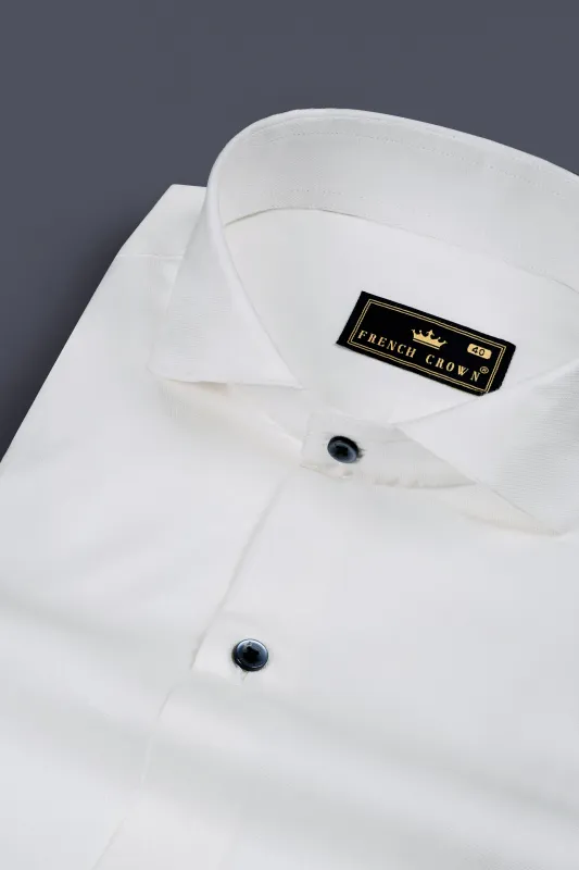 Bright White Dobby Textured Premium Giza Cotton Shirt sold by French Crown