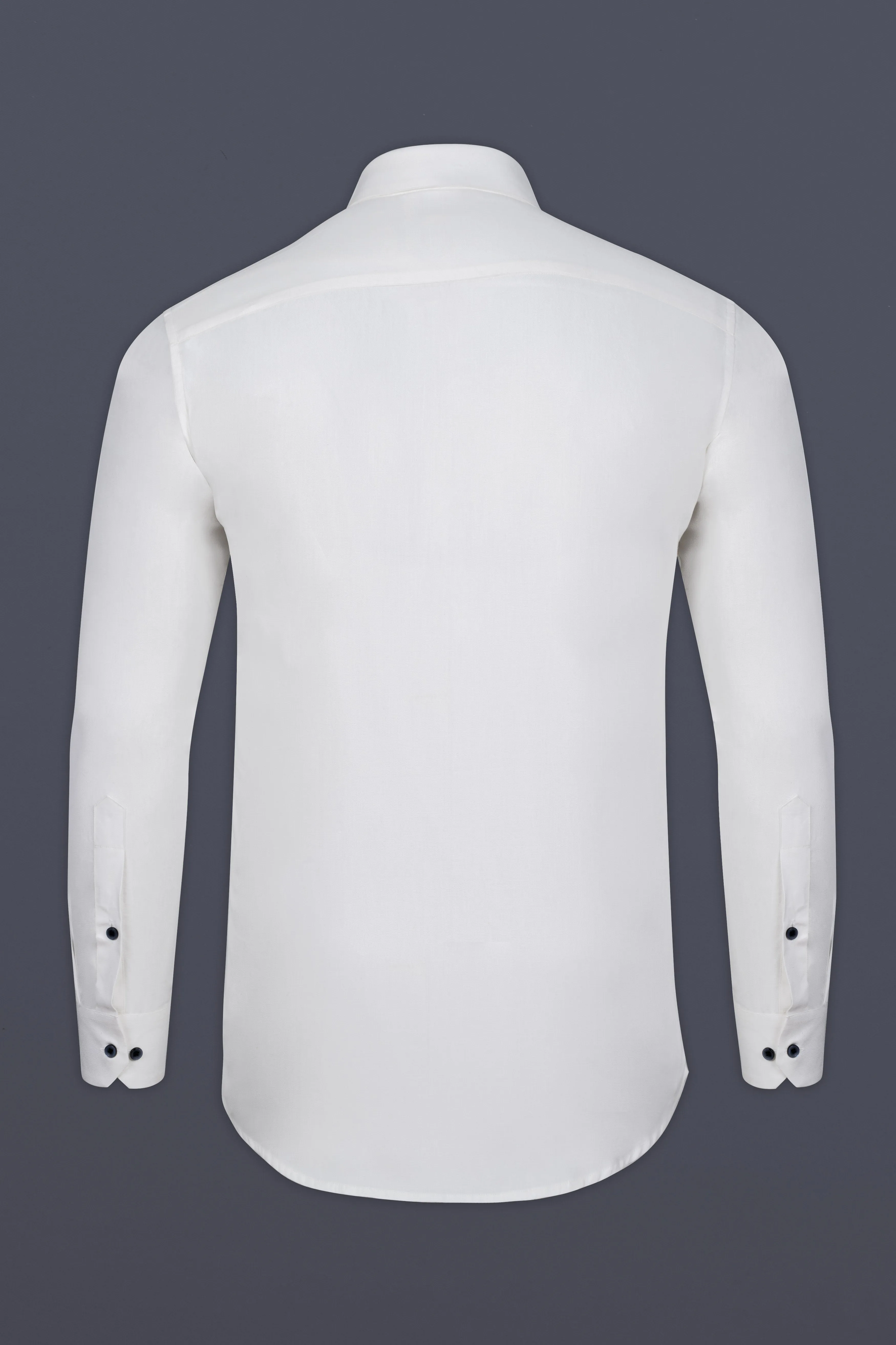 Bright White Dobby Textured Premium Giza Cotton Shirt sold by French Crown product image thumbnail 5