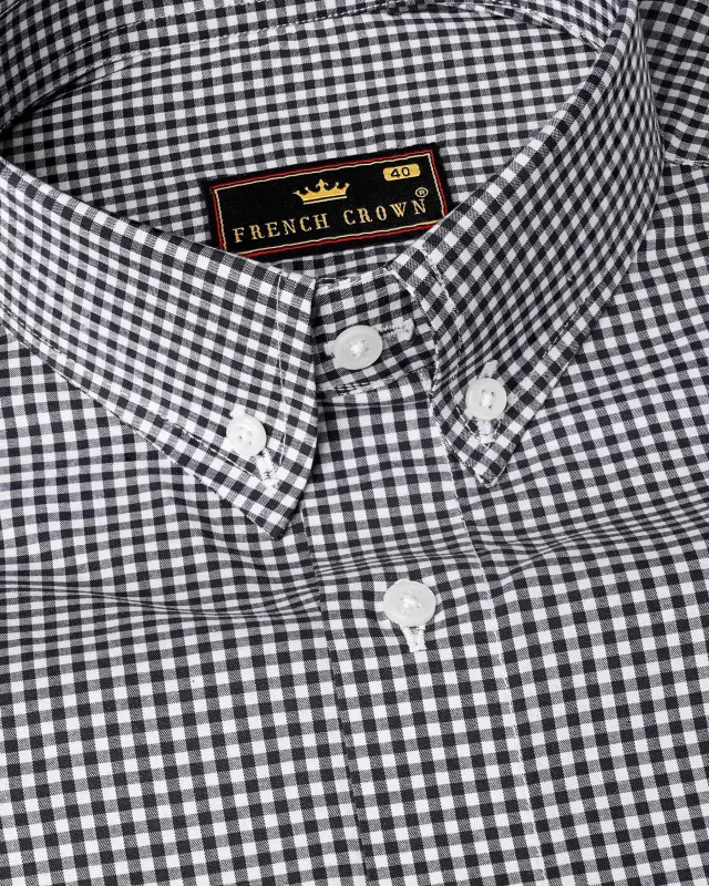 Jade Black and White Gingham Premium Cotton Shirt sold by French Crown