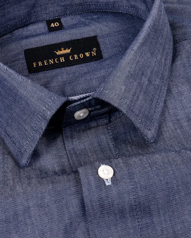 Denim Blue Chambray Premium Cotton Shirt sold by French Crown