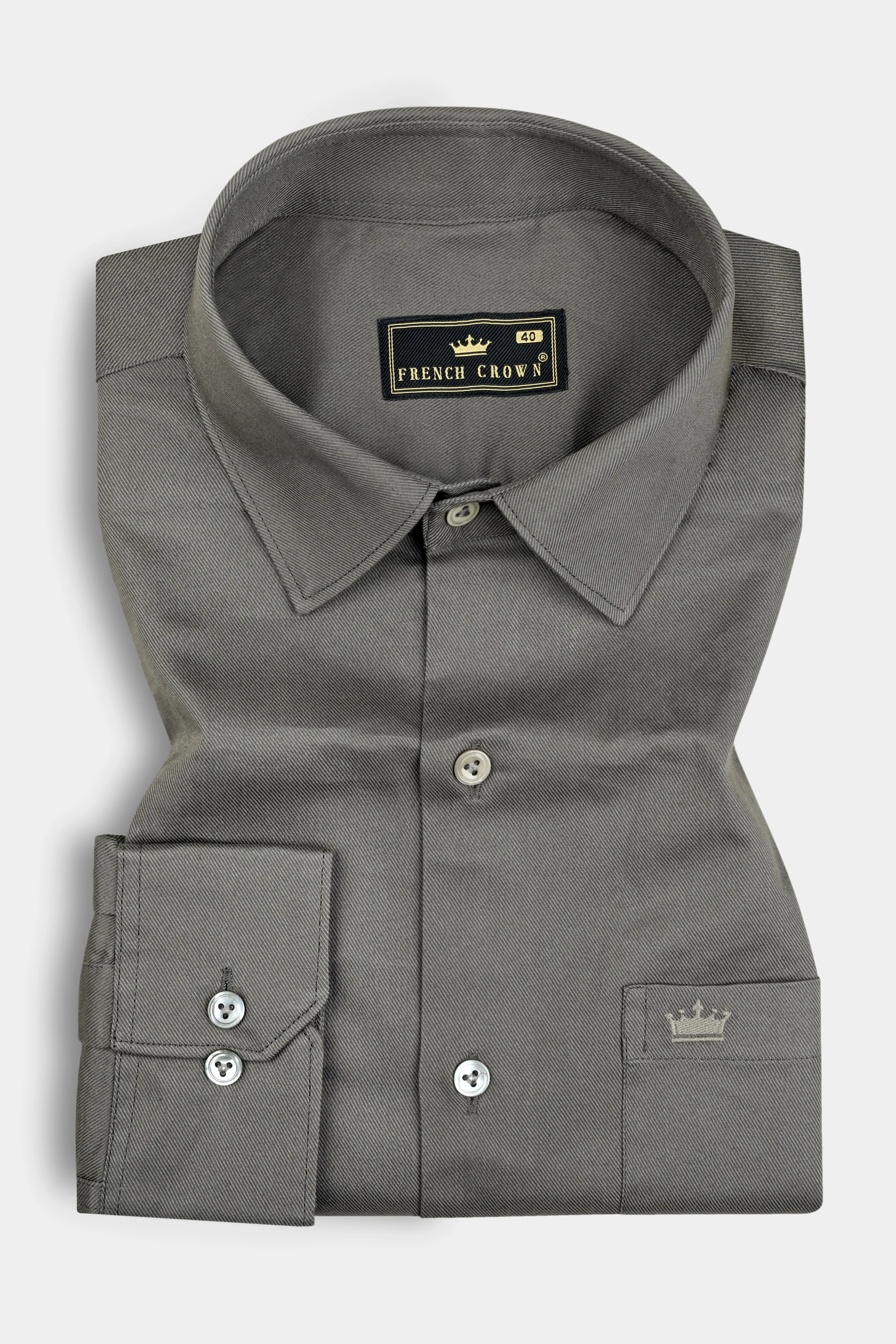 Mountain Gray Twill Cotton Shirt sold by French Crown product image thumbnail 3