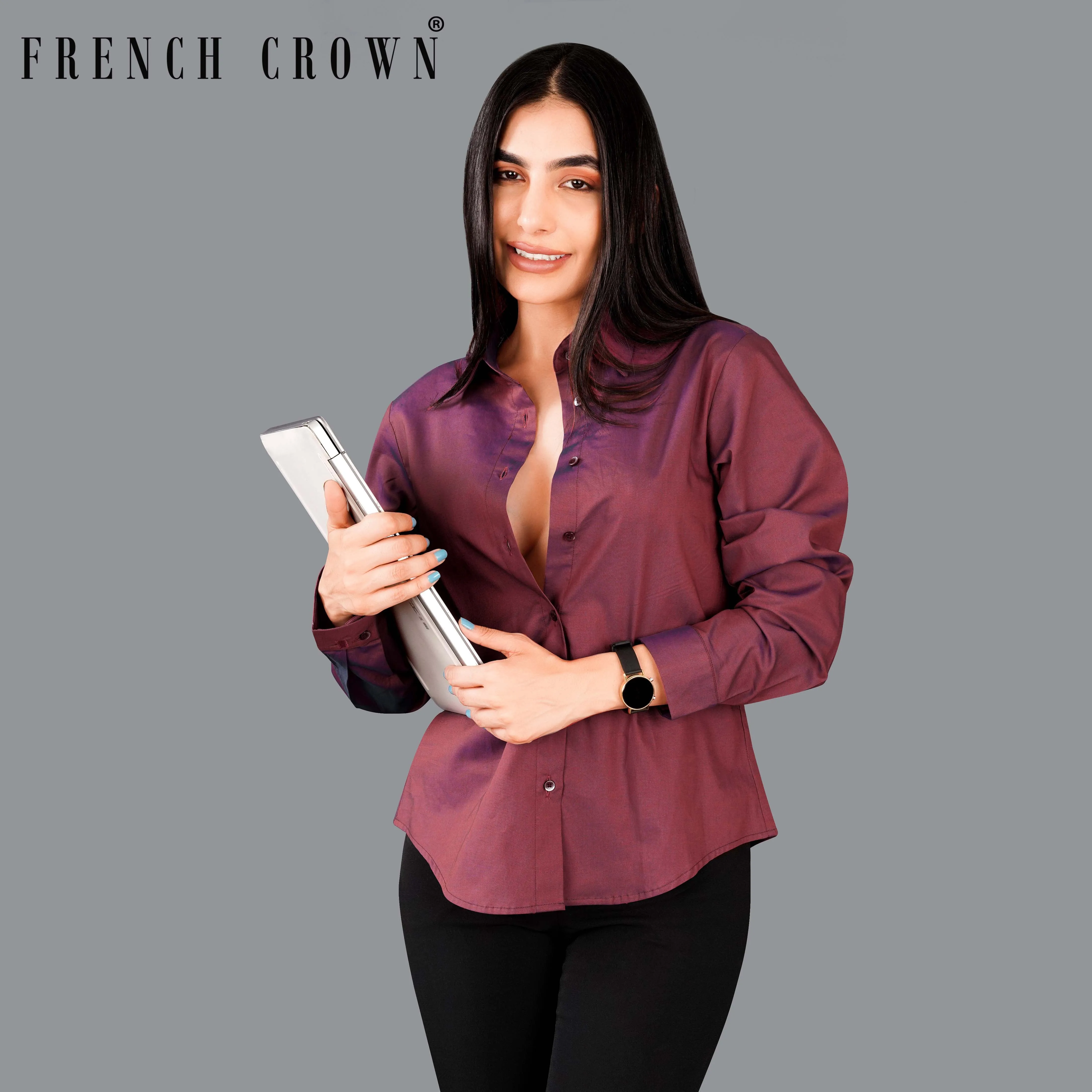 Cordovan Maroon Premium Cotton Shirt sold by French Crown