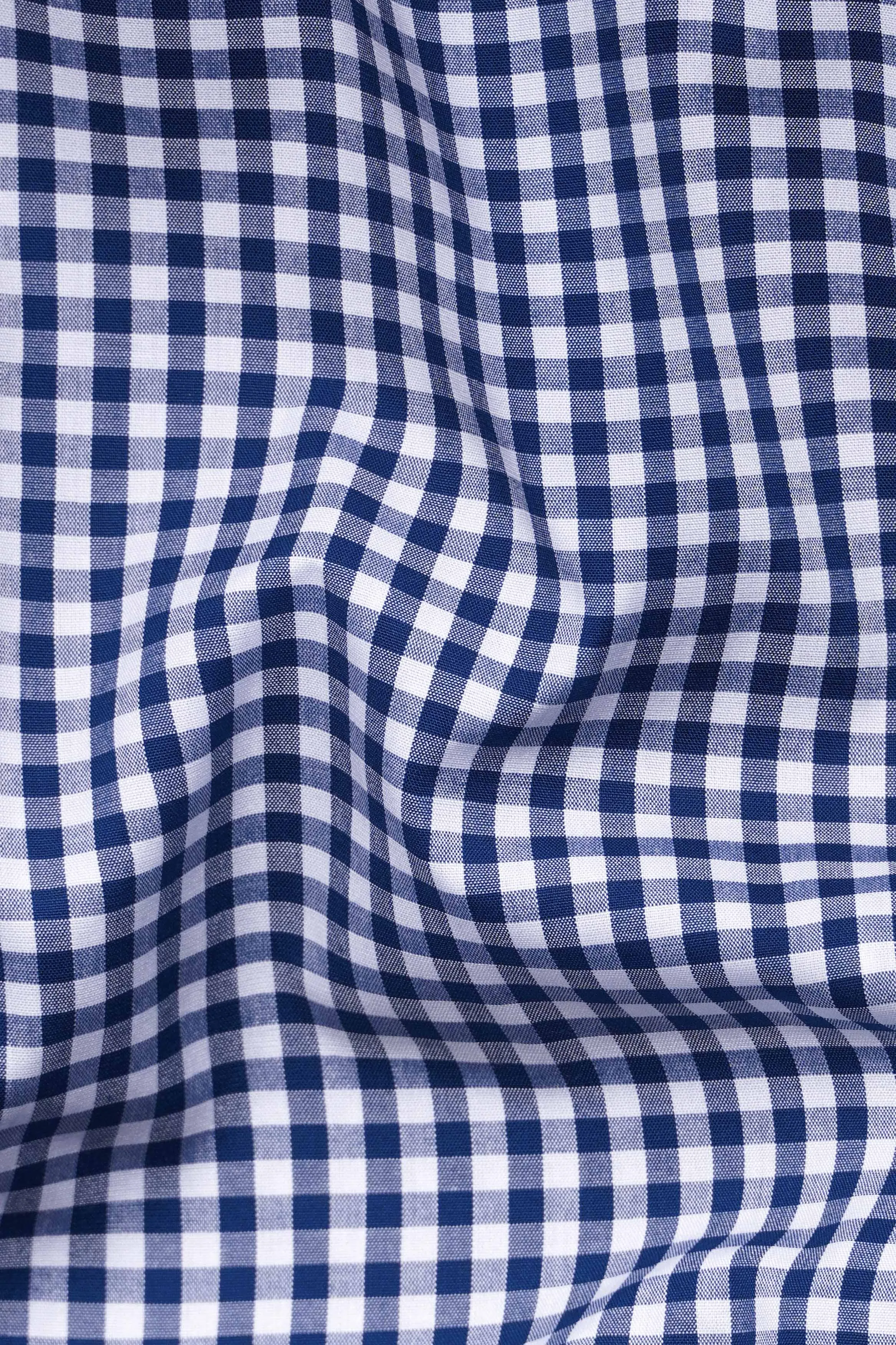 Bright White and Biscay Blue Gingham Checkered Premium Cotton Shirt sold by French Crown product image thumbnail 2
