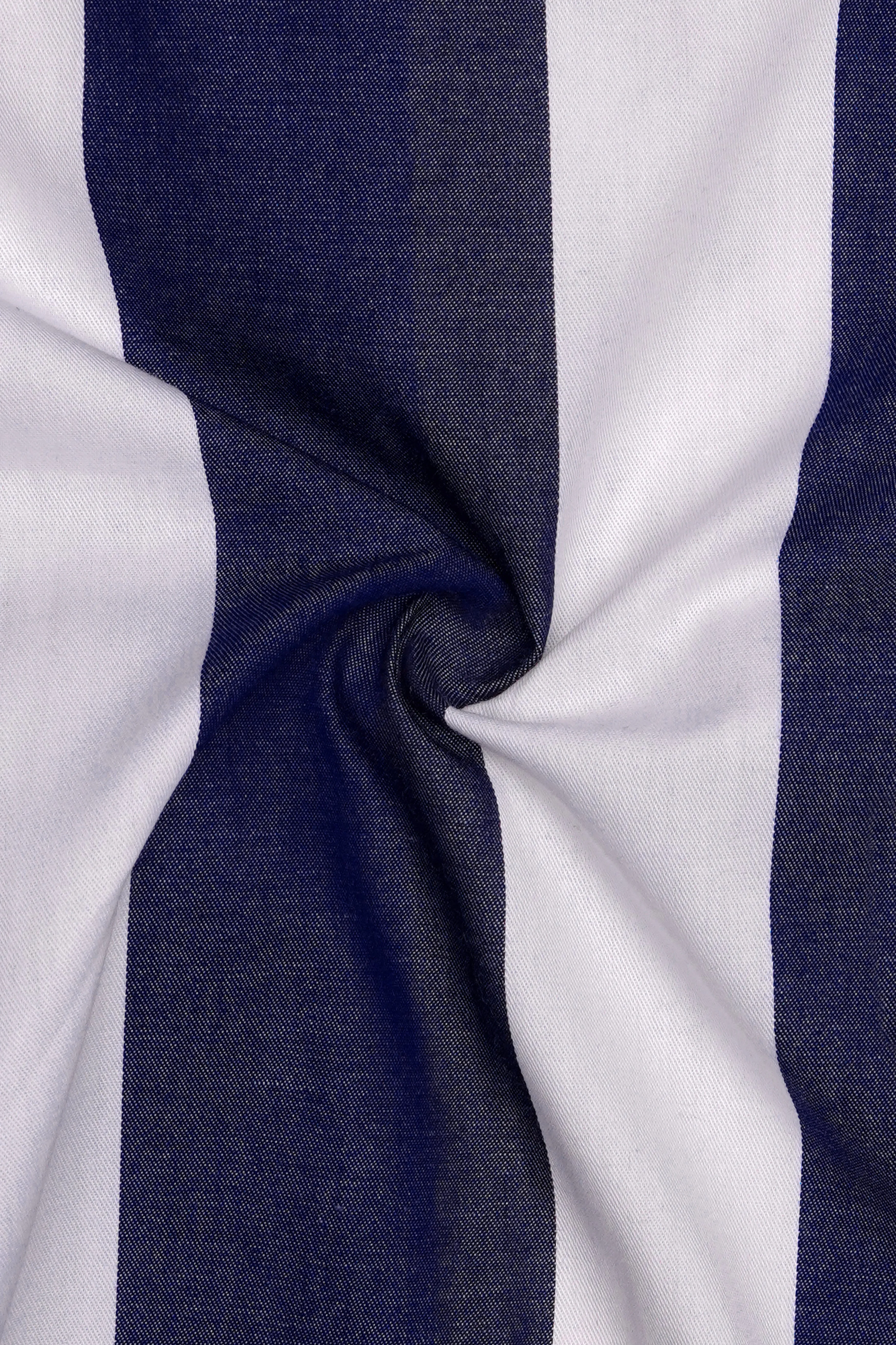 Strivaro-Haiti Blue And Bright White Striped Twill Premium Cotton Semi Formal Shirt sold by French Crown product image thumbnail 3