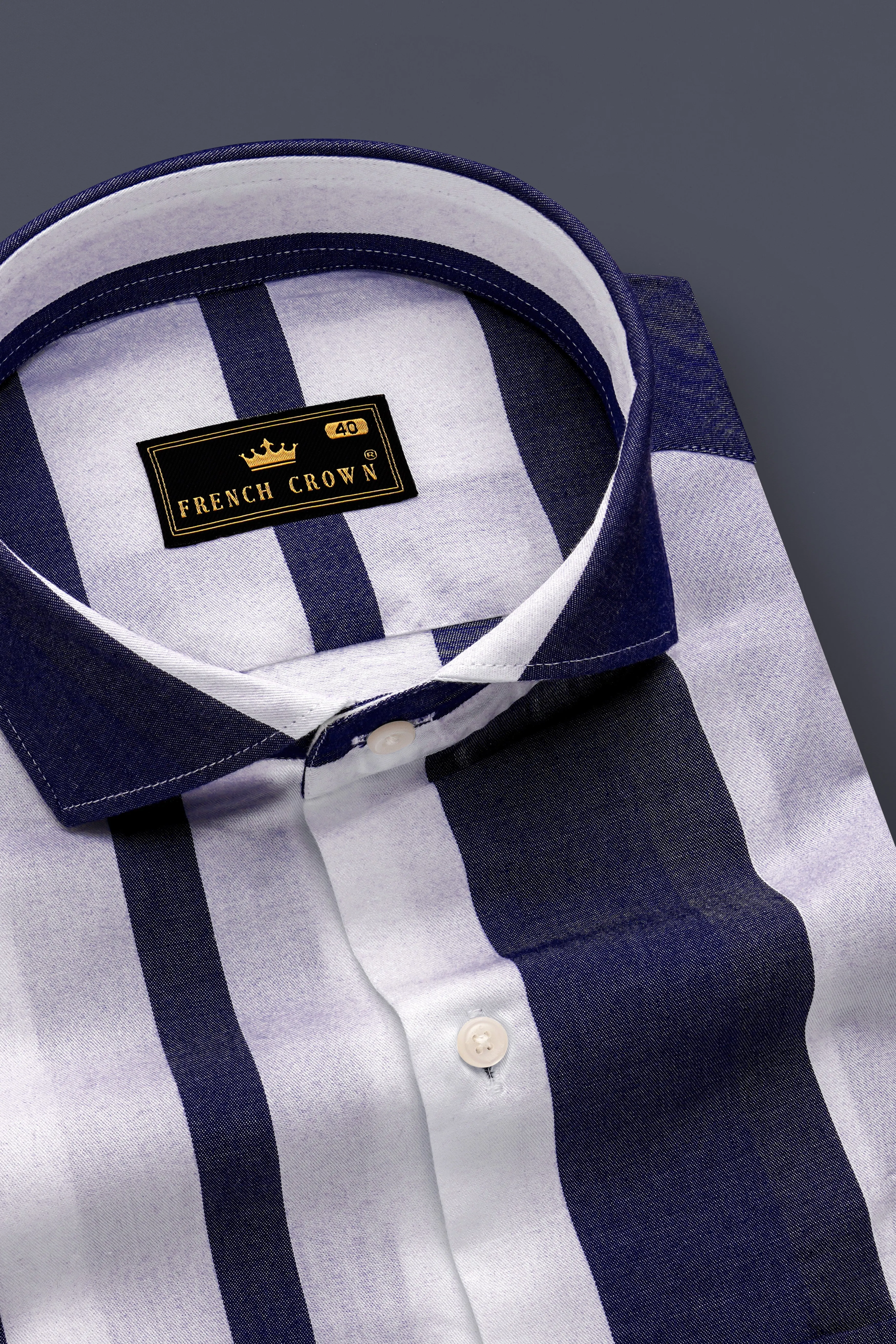 Strivaro-Haiti Blue And Bright White Striped Twill Premium Cotton Semi Formal Shirt sold by French Crown product image thumbnail 2