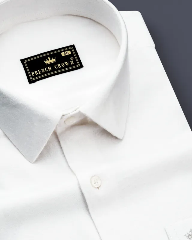 Flanvero-Bright white Heavyweight Flannel Premium Cotton Semi Formal Shirt made by French Crown