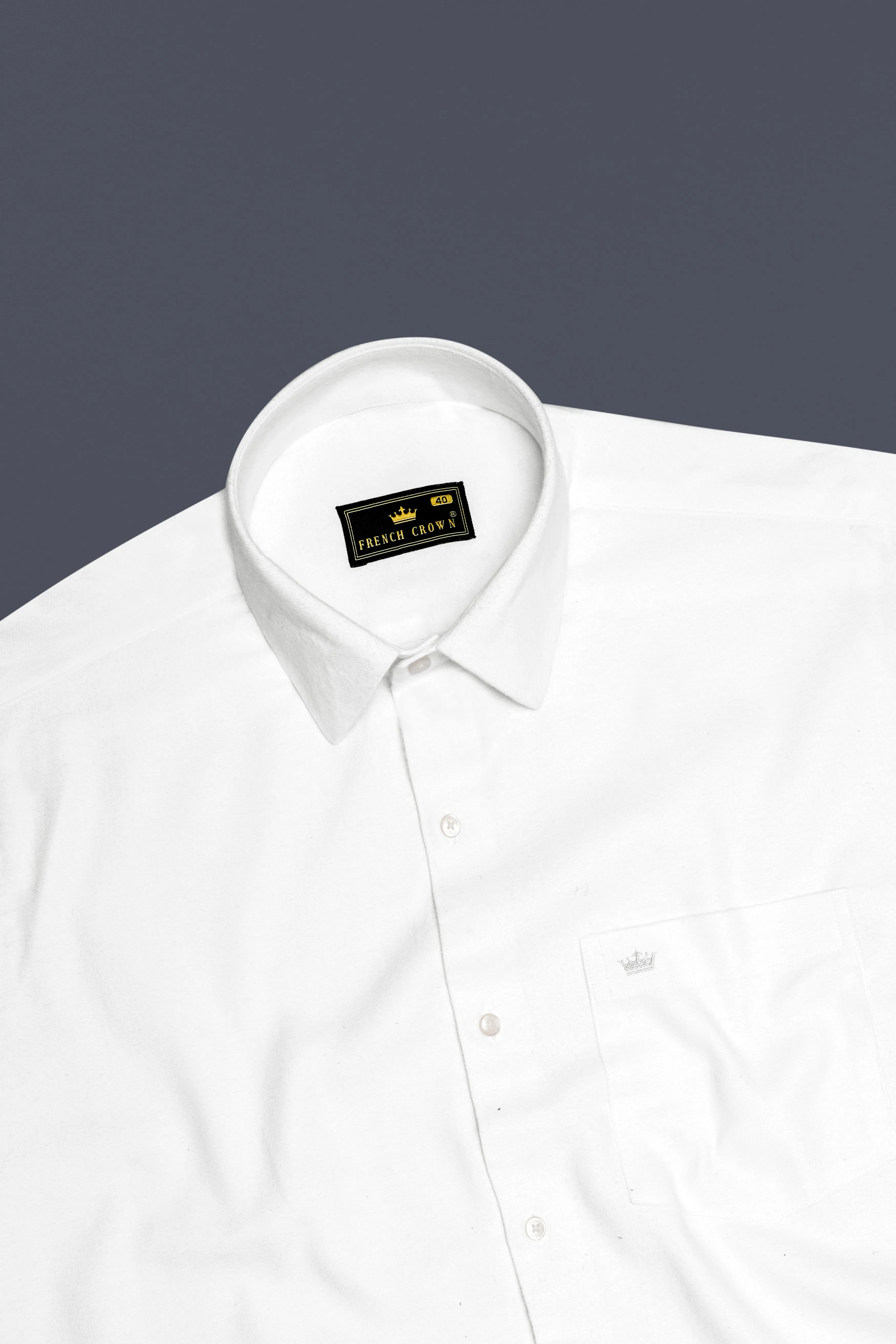 Flanvero-Bright white Heavyweight Flannel Premium Cotton Semi Formal Shirt sold by French Crown product image thumbnail 5