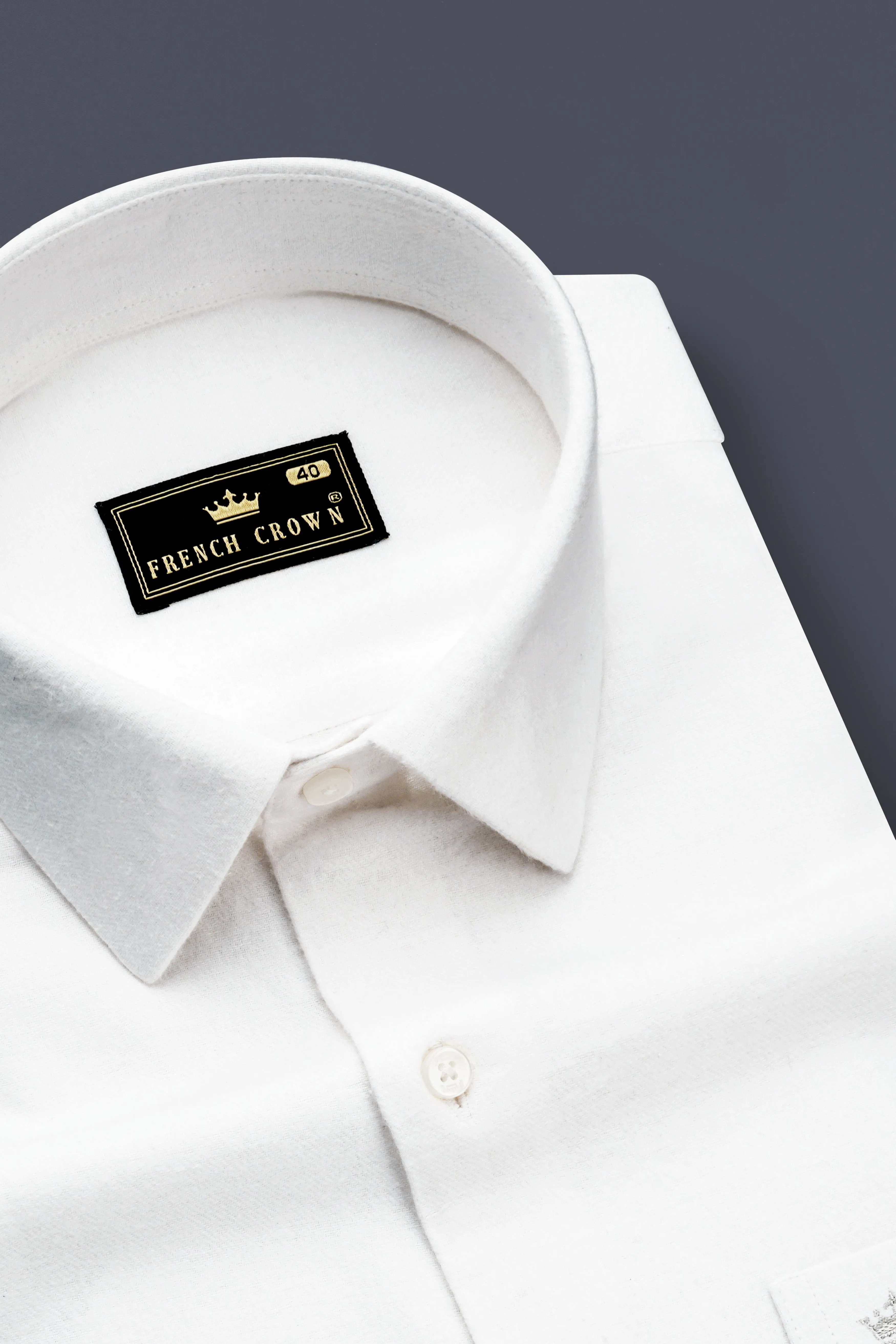 Flanvero-Bright white Heavyweight Flannel Premium Cotton Semi Formal Shirt sold by French Crown product image thumbnail 2
