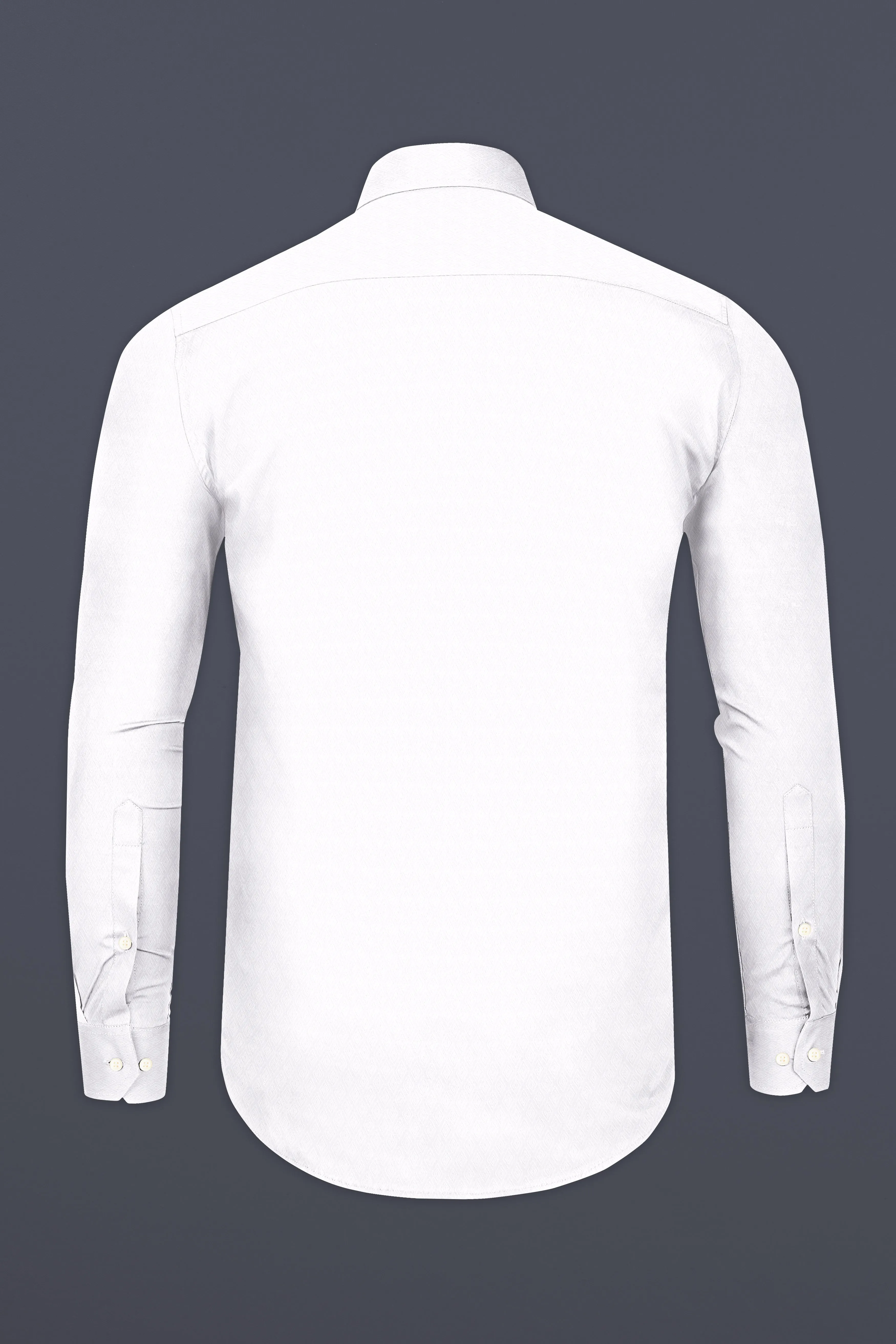 Bright White Jacquard Textured Premium Giza Cotton Shirt sold by French Crown product image thumbnail 5