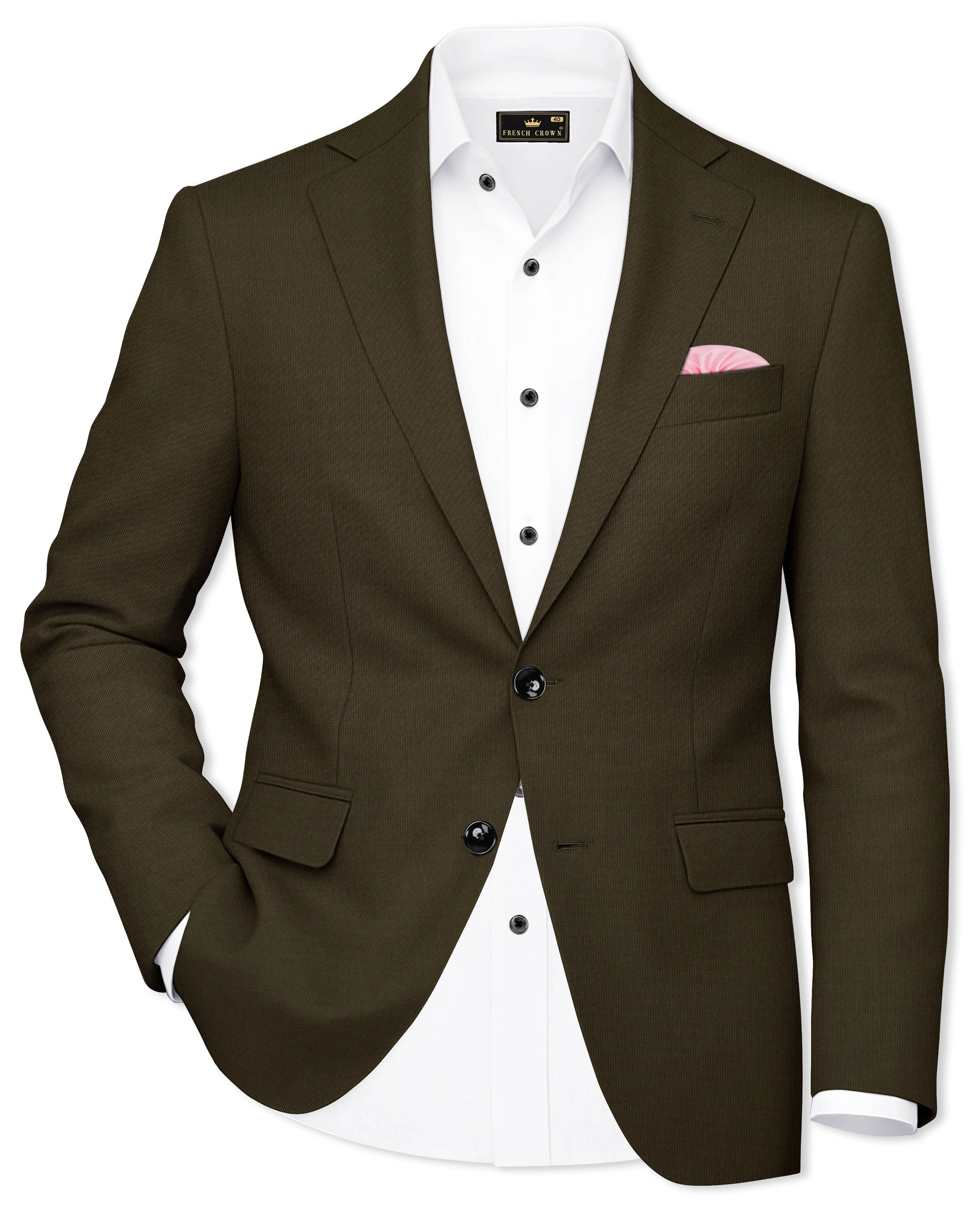 Terravo-Eternity Brown Textured Wool Rich Single Breasted Blazer sold by French Crown