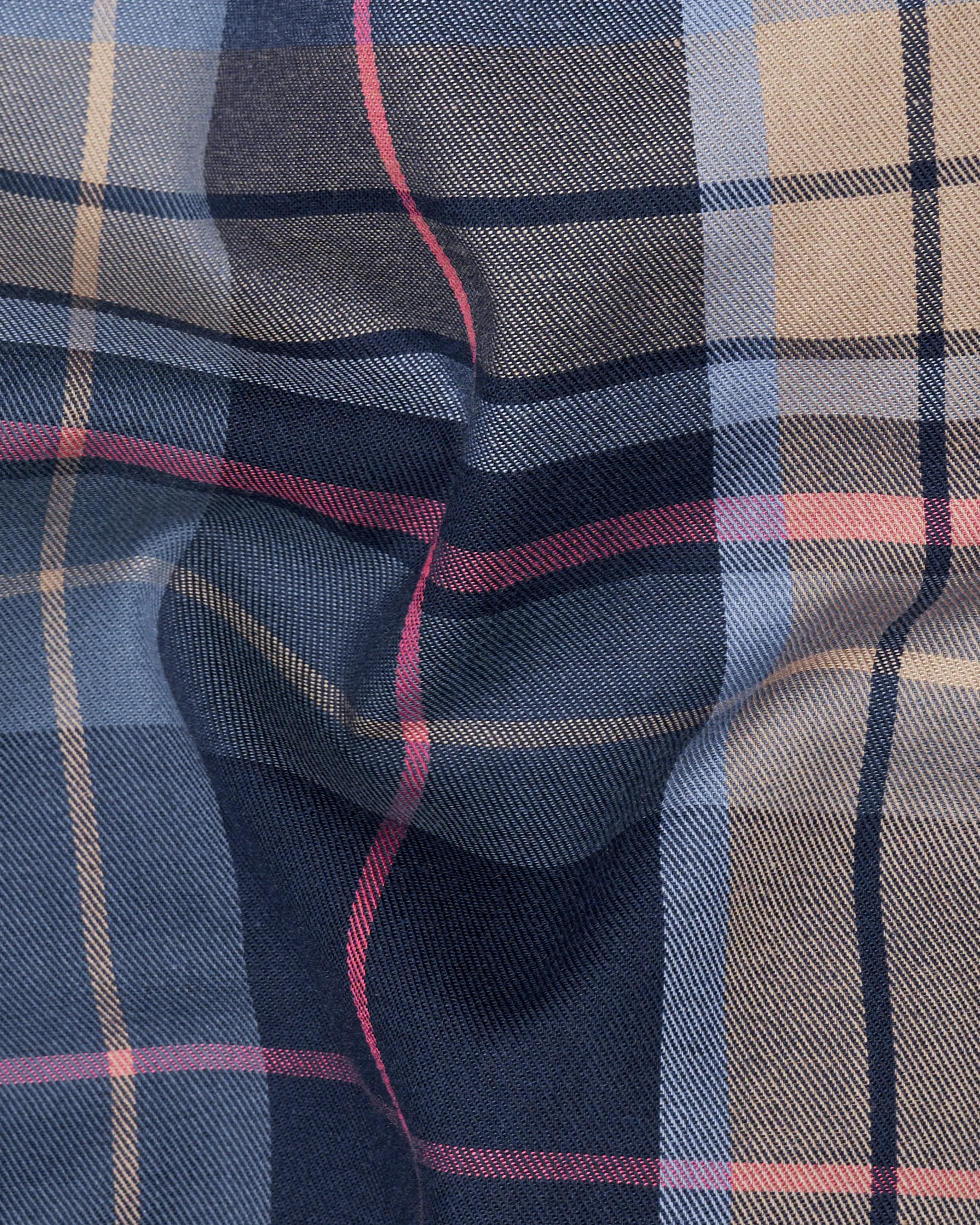 Blue with Thatch Brown Twill Checkered Premium Cotton Shirt sold by French Crown product image thumbnail 3