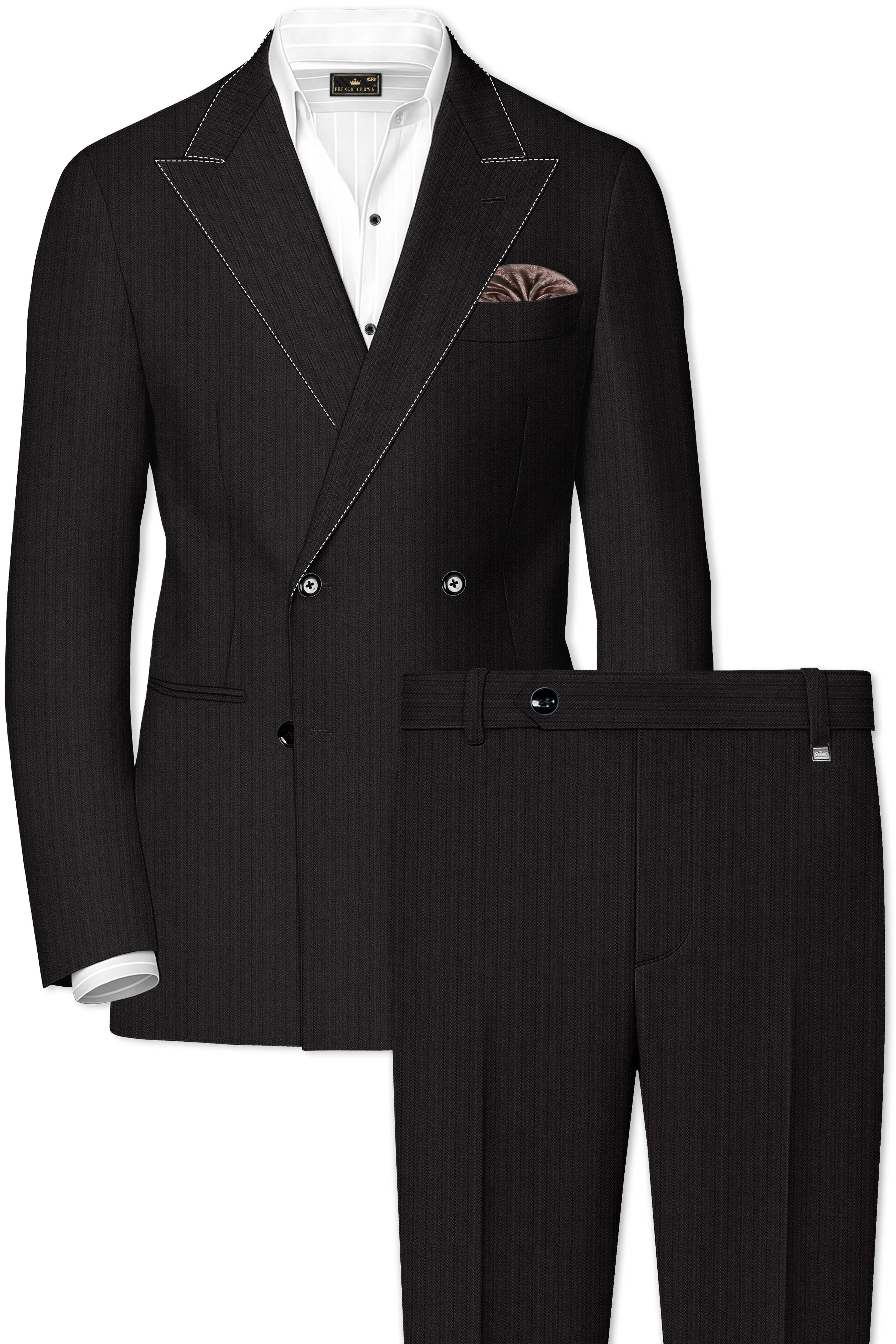 Iridium Gray Hand Stitched Lapels Wool Rich Double Breasted Designer Suit sold by French Crown product image thumbnail 2