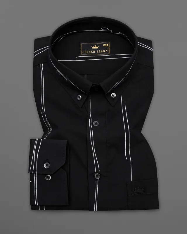 Jade Black With White Striped Royal Oxford Shirt sold by French Crown