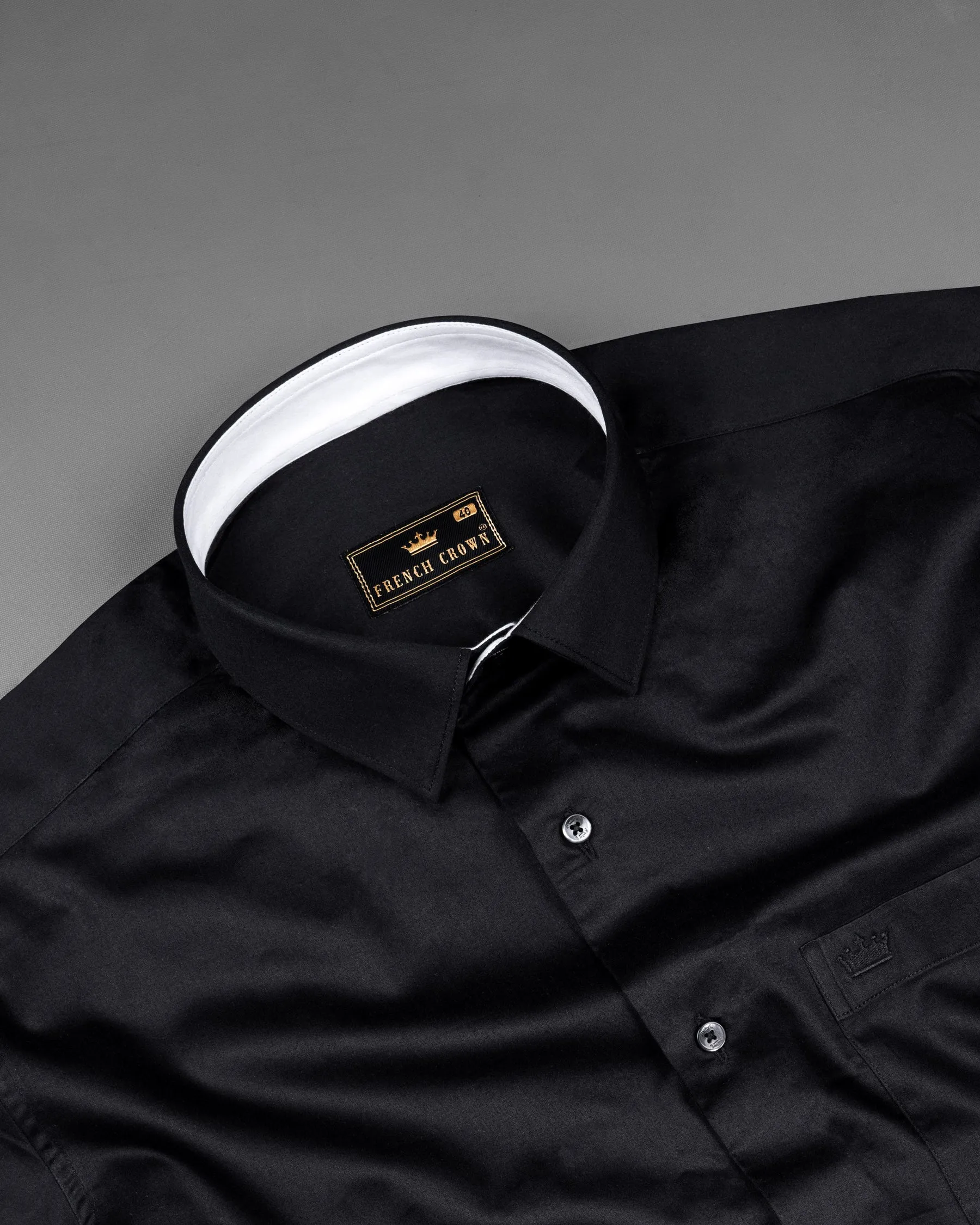 Jade Black Super Soft Premium Cotton Shirt sold by French Crown product image thumbnail 5