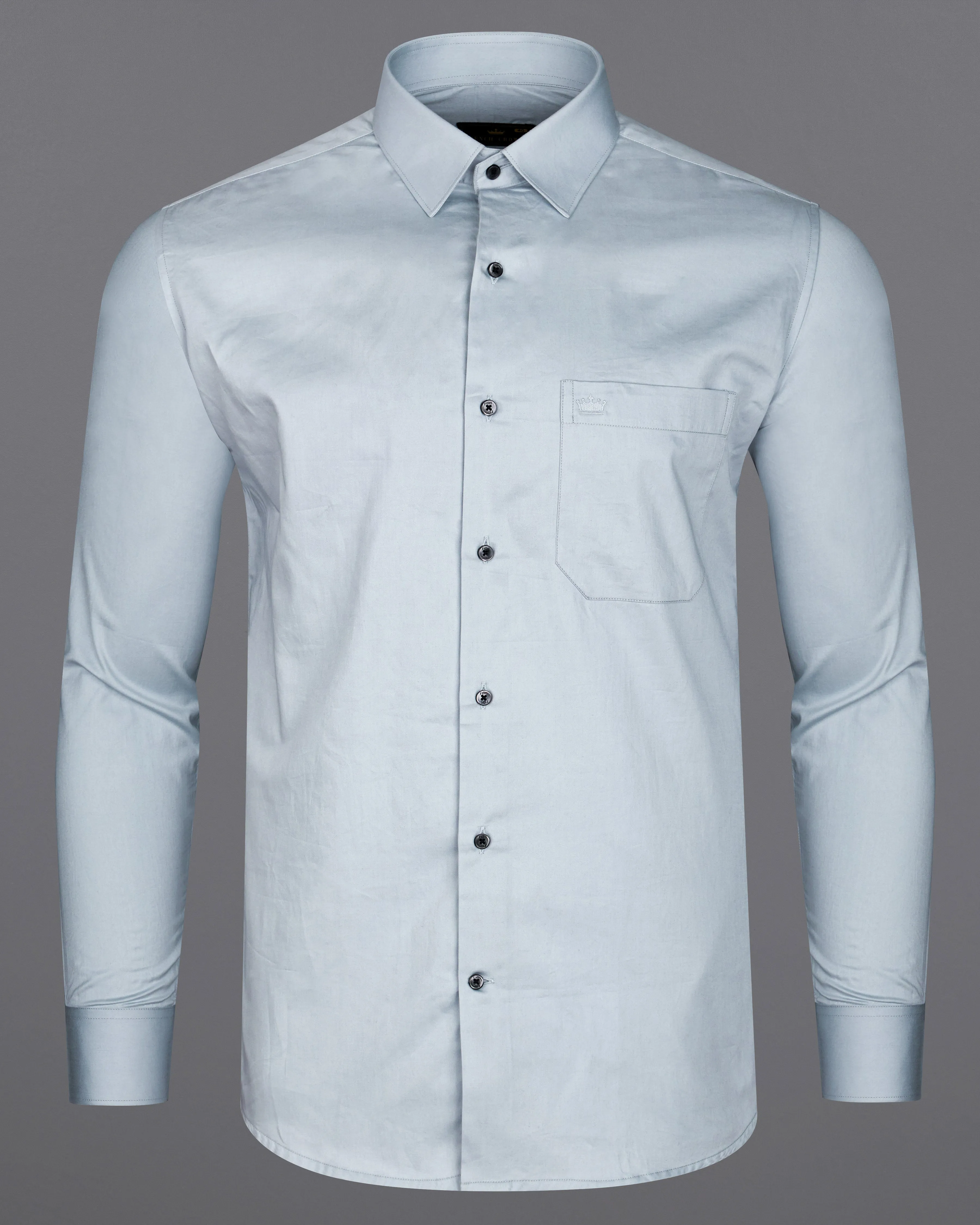 Oyster Blue Subtle Sheen Super Soft Premium Cotton Shirt sold by French Crown product image thumbnail 5