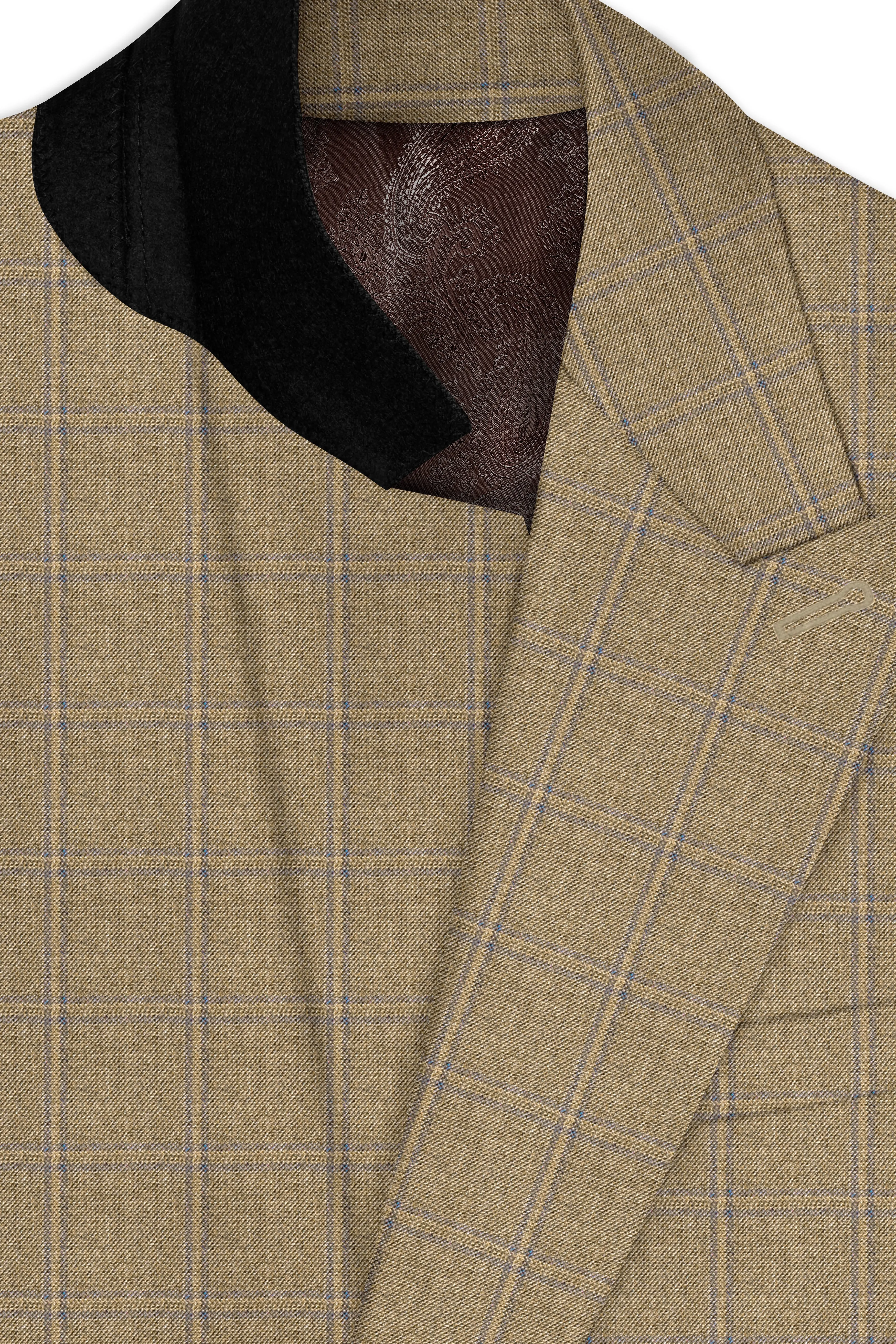 Terravo-Roman Brown Windowpane Wool Rich Single Breasted Suit sold by French Crown product image thumbnail 5