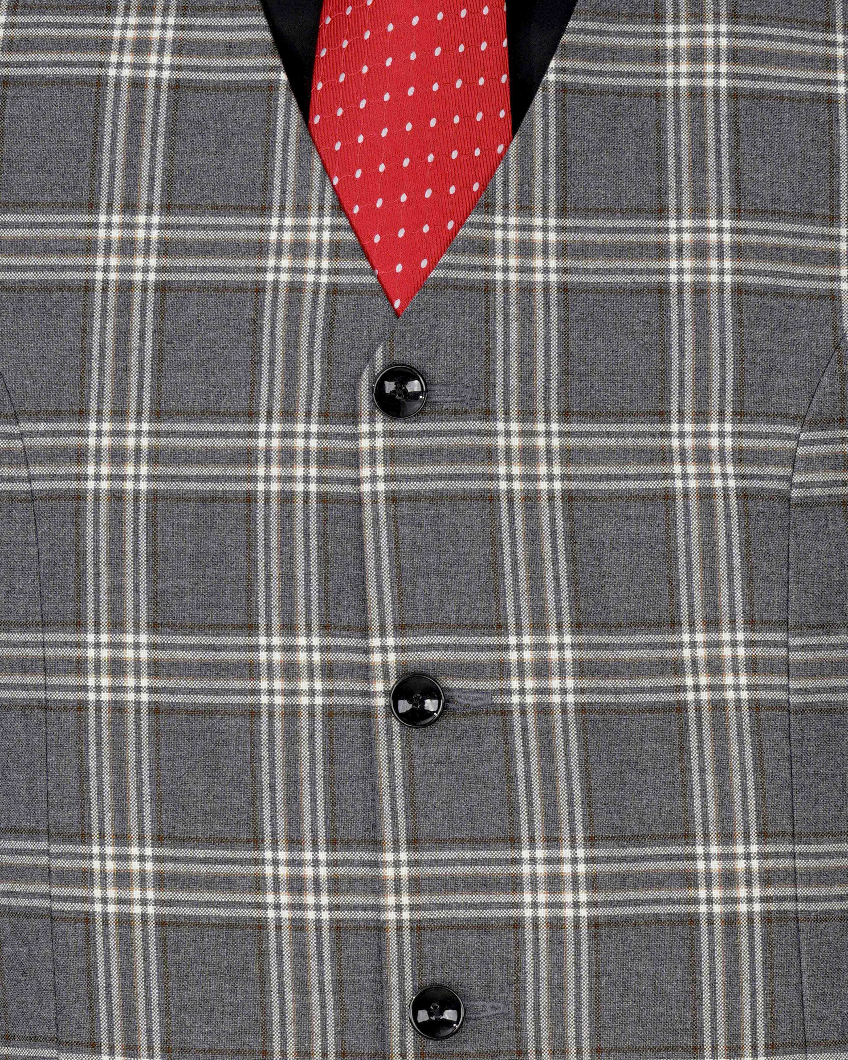 Smoky Gray Plaid Waistcoat sold by French Crown product image thumbnail 5