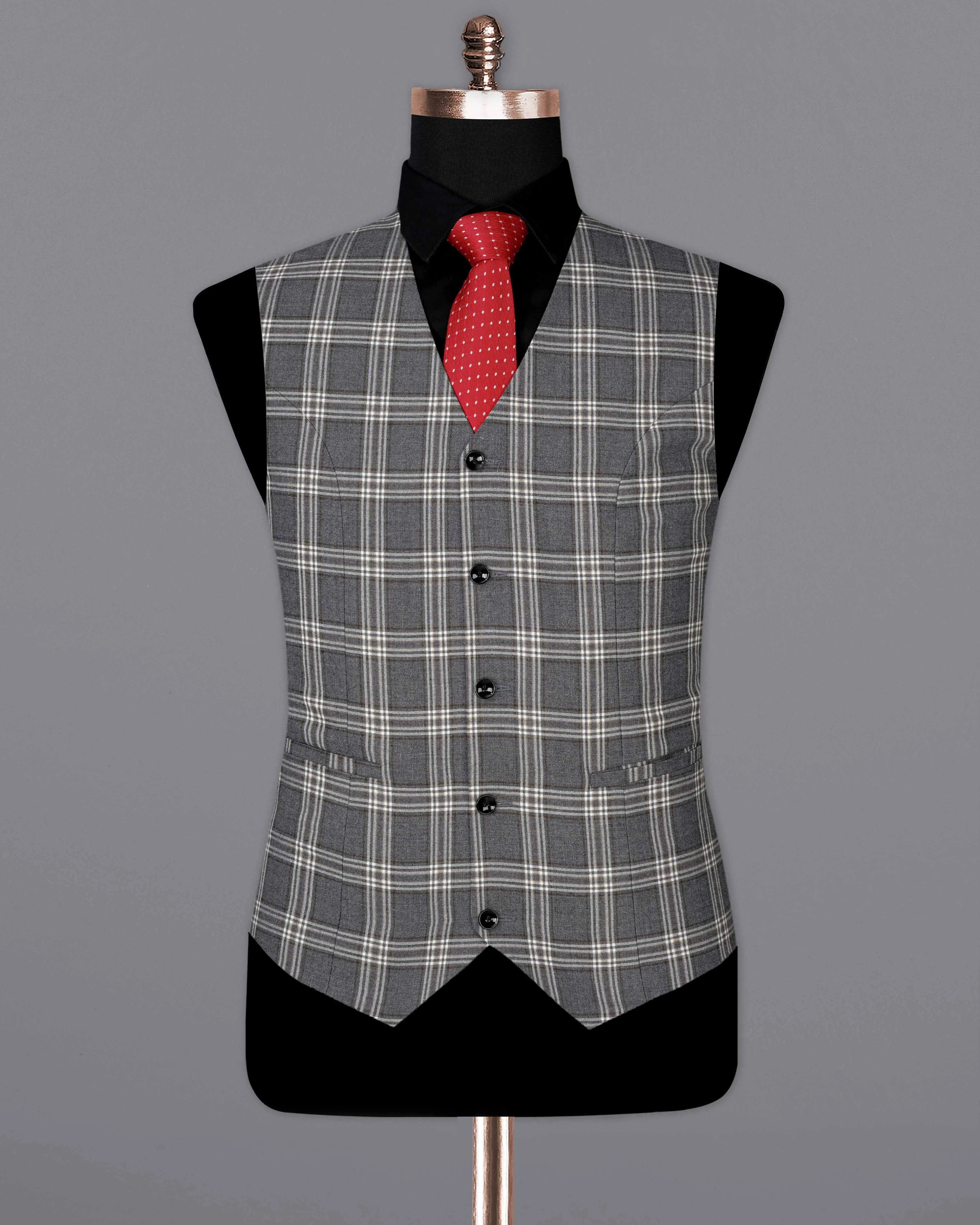 Smoky Gray Plaid Waistcoat sold by French Crown product image thumbnail 2