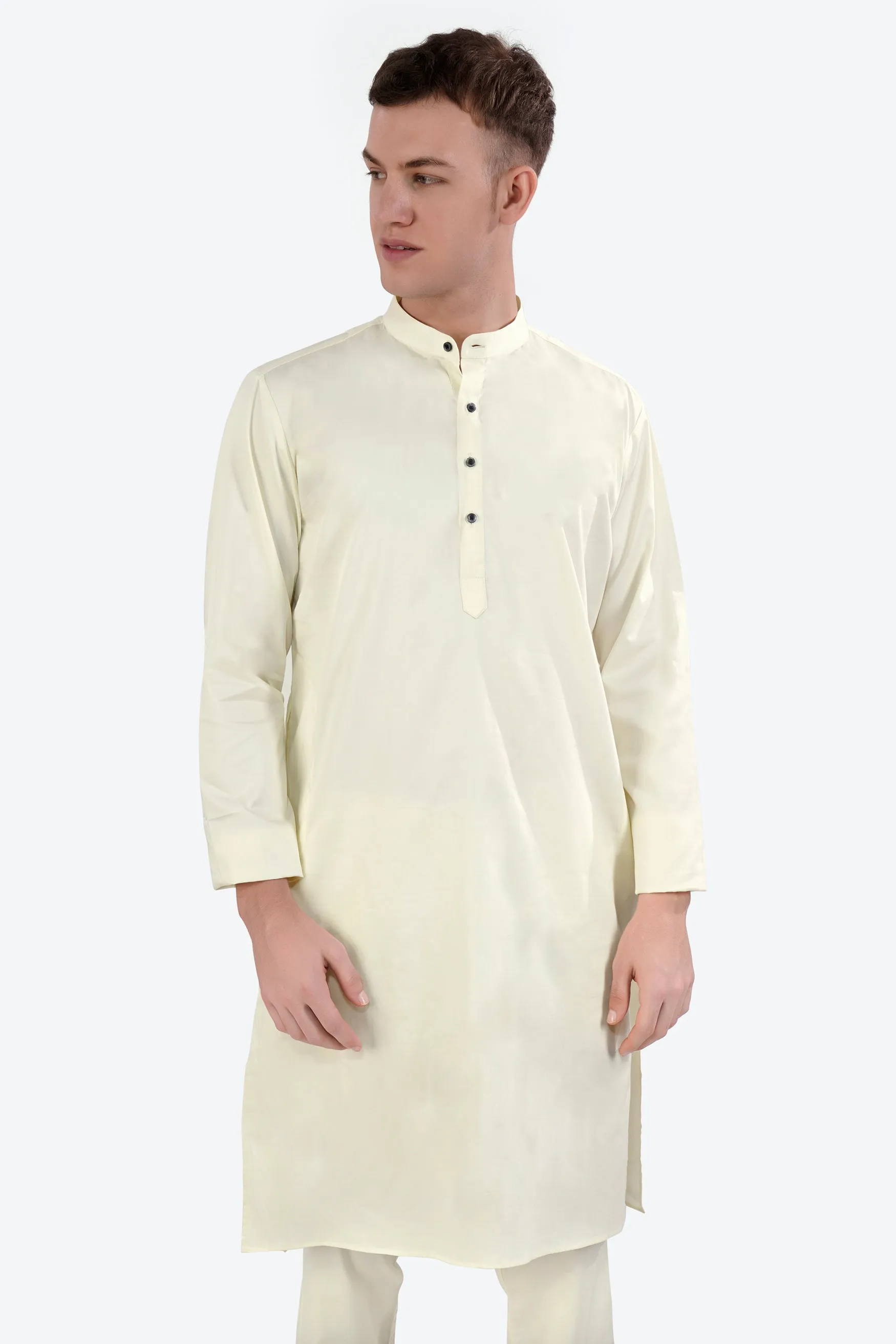 Merino Cream Subtle Sheen Super Soft Premium Cotton Kurta sold by French Crown product image thumbnail 5