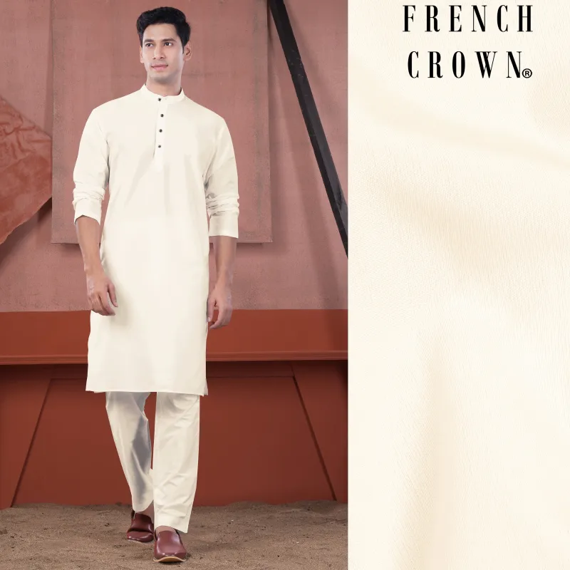 Janna Beige Subtle Sheen Viscose Kurta Set sold by French Crown