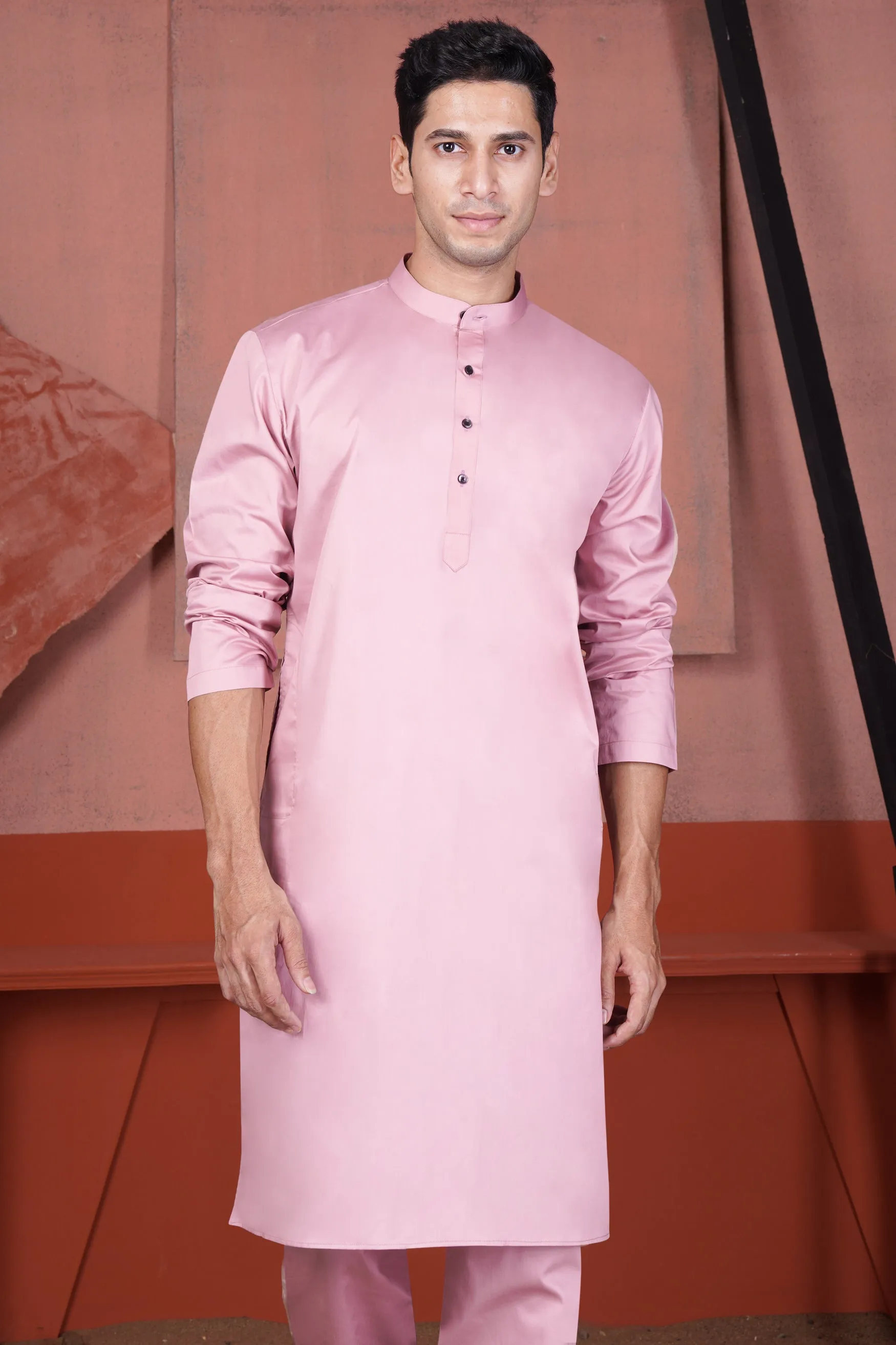 Kobi Pink Subtle Sheen Super Soft Premium Cotton Kurta Set sold by French Crown product image thumbnail 5