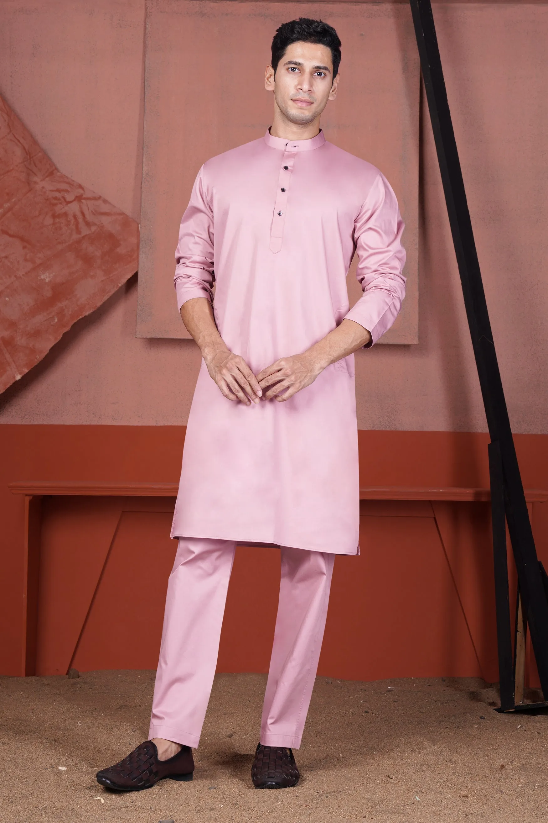 Kobi Pink Subtle Sheen Super Soft Premium Cotton Kurta Set sold by French Crown product image thumbnail 2