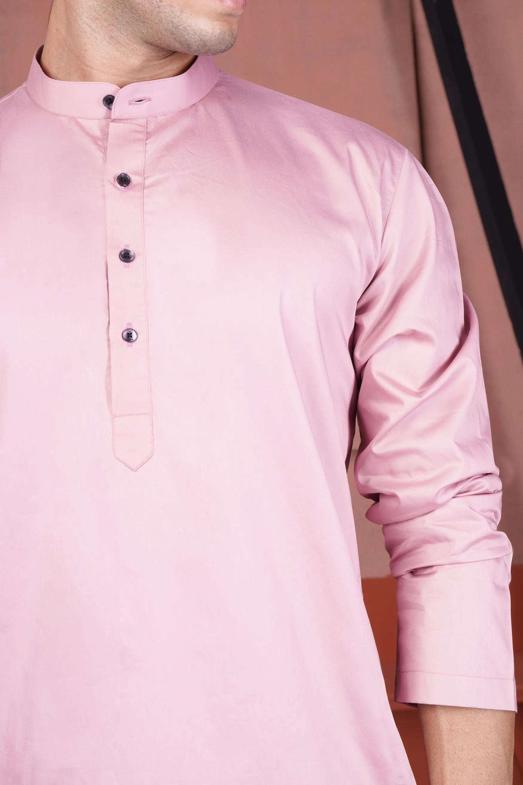 Kobi Pink Subtle Sheen Super Soft Premium Cotton Kurta Set sold by French Crown product image thumbnail 4