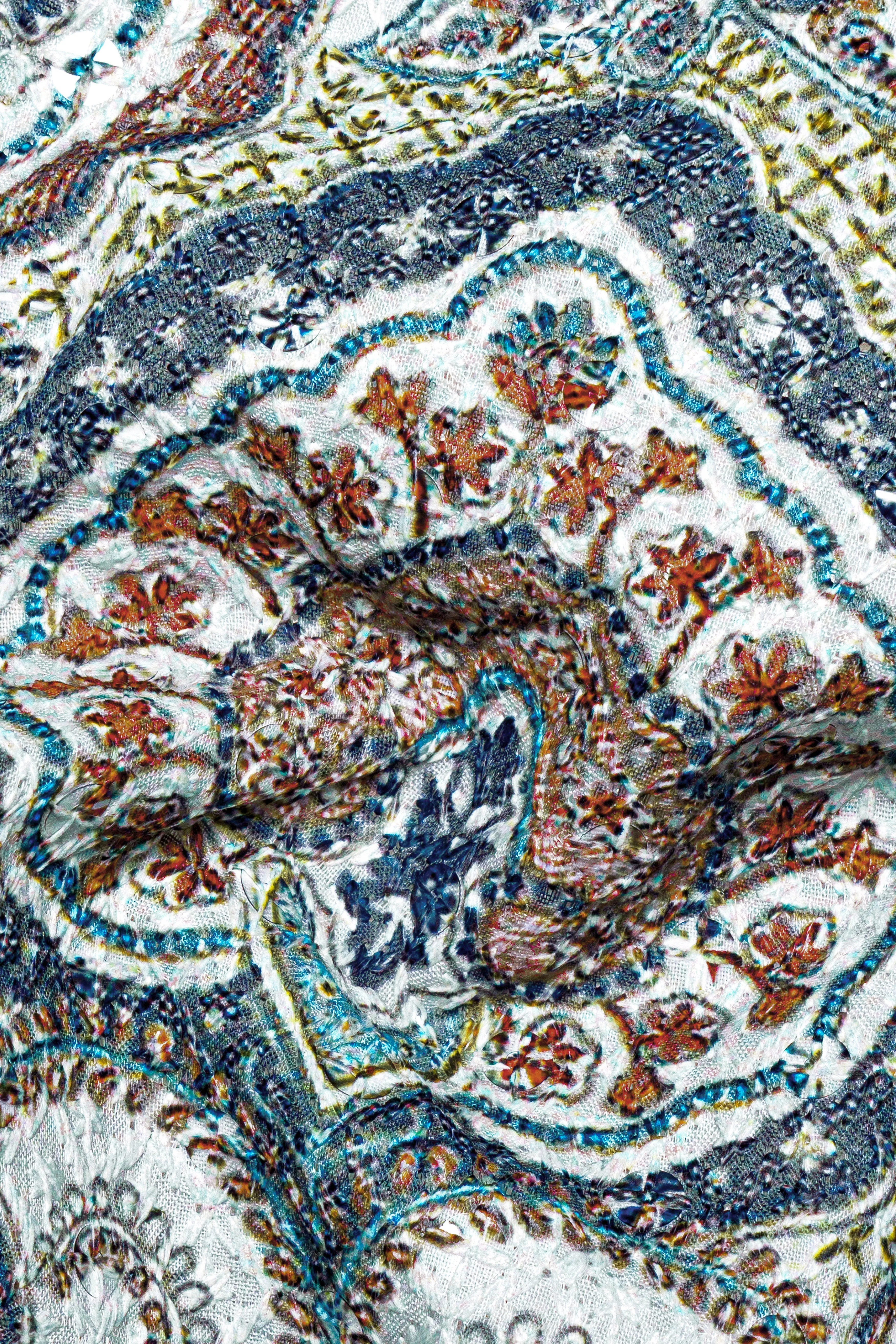 Periglacial Green Kurta Set With Shiraz Blue And Hippie Red MultiColour Embroidered Nehru Jacket sold by French Crown product image thumbnail 3