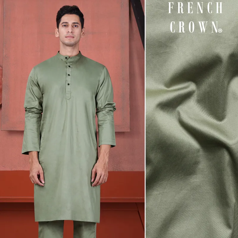 Olive Green Subtle Sheen Super Soft Premium Cotton Kurta sold by French Crown