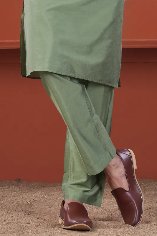 Olive Green Subtle Sheen Viscose Pajama F-8946 sold by French Crown