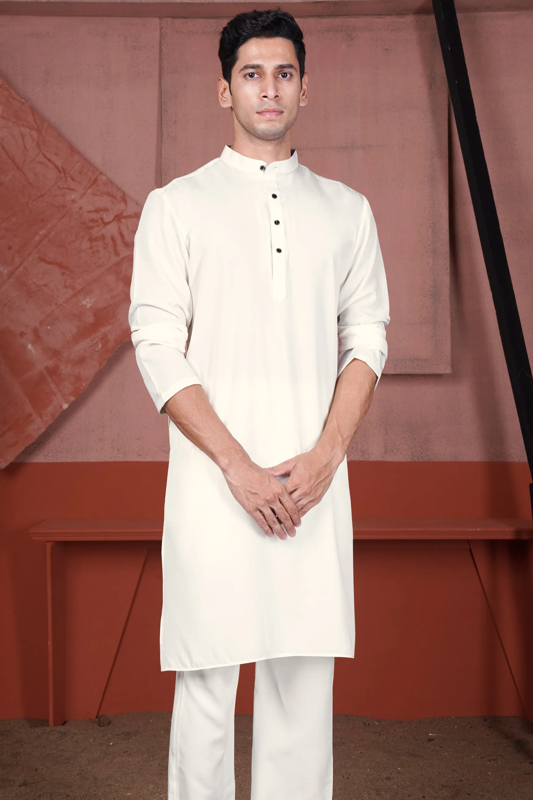 Albescent Cream Viscose Kurta Set sold by French Crown product image thumbnail 5