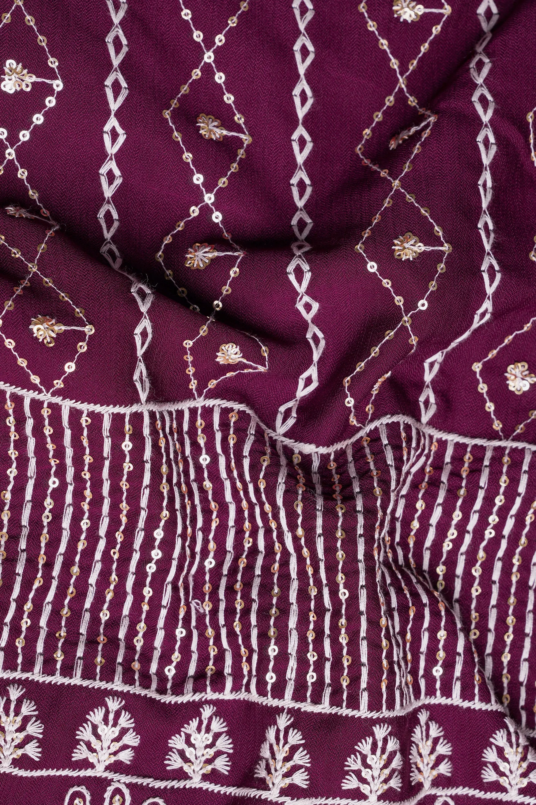 Barossa Purple and Bright White Embroidered Viscose Designer Kurta sold by French Crown product image thumbnail 3