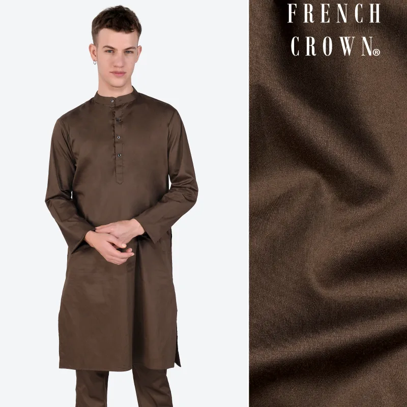 Medium Taupe Subtle Sheen Super Soft Premium Cotton Kurta sold by French Crown
