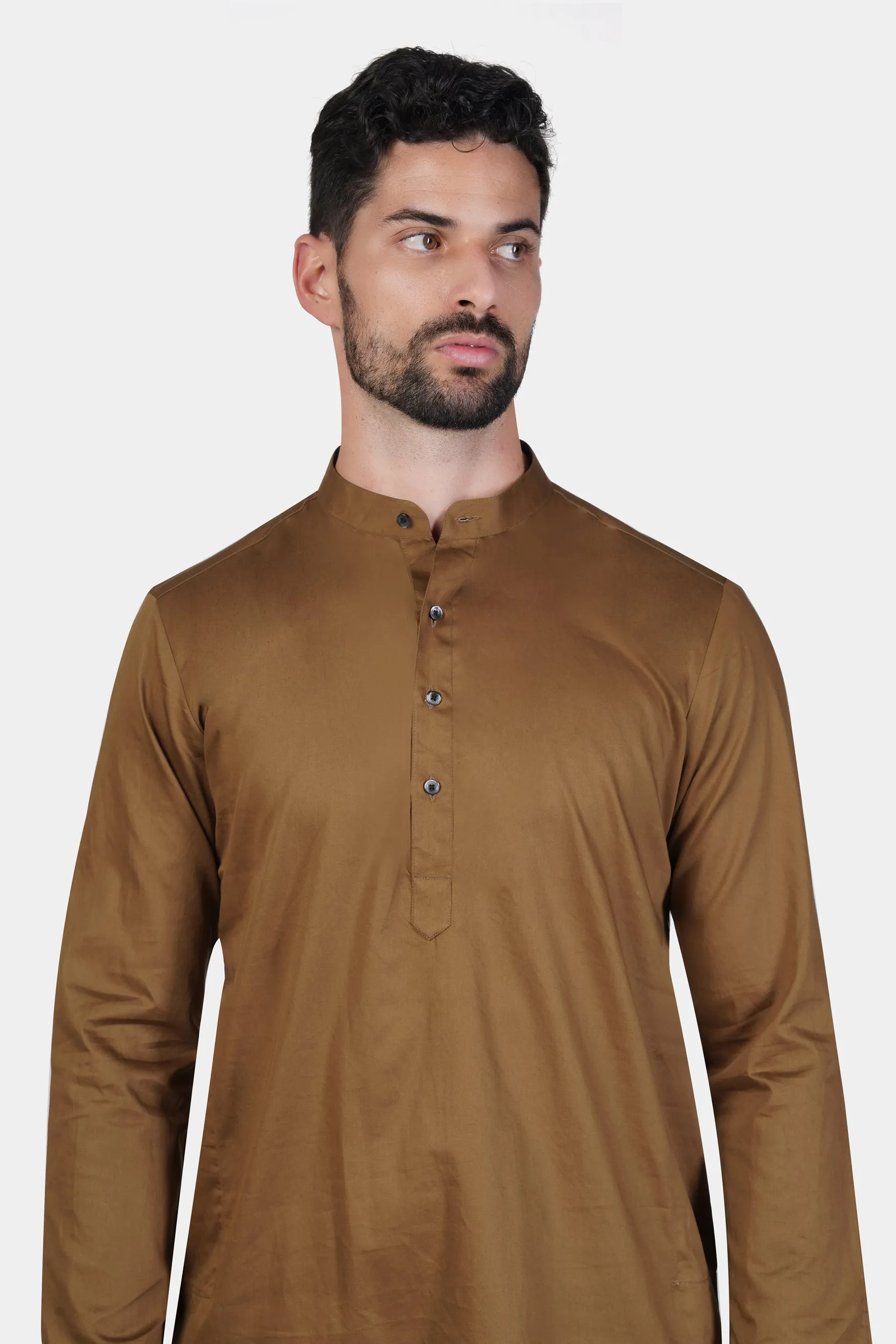 Nutmeg Brown Subtle Sheen Super Soft Premium Cotton Kurta sold by French Crown product image thumbnail 4