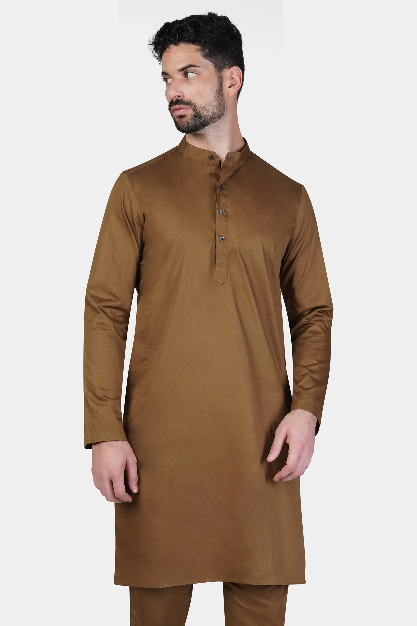 Nutmeg Brown Subtle Sheen Super Soft Premium Cotton Kurta sold by French Crown product image thumbnail 5