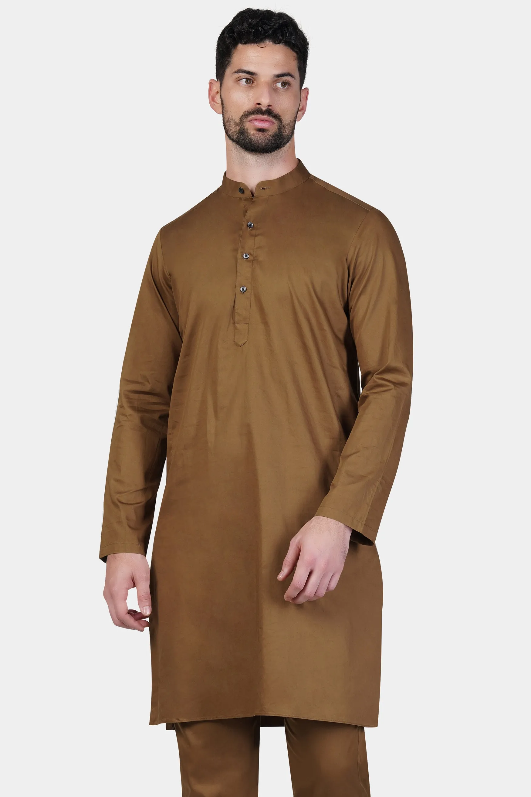 Nutmeg Brown Subtle Sheen Super Soft Premium Cotton Kurta sold by French Crown product image thumbnail 2