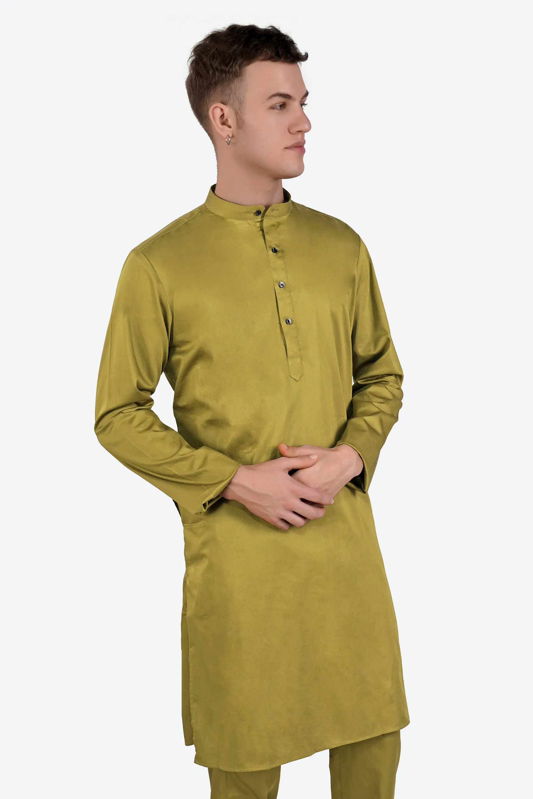 Alpine Green Subtle Sheen Super Soft Premium Cotton Kurta sold by French Crown product image thumbnail 5
